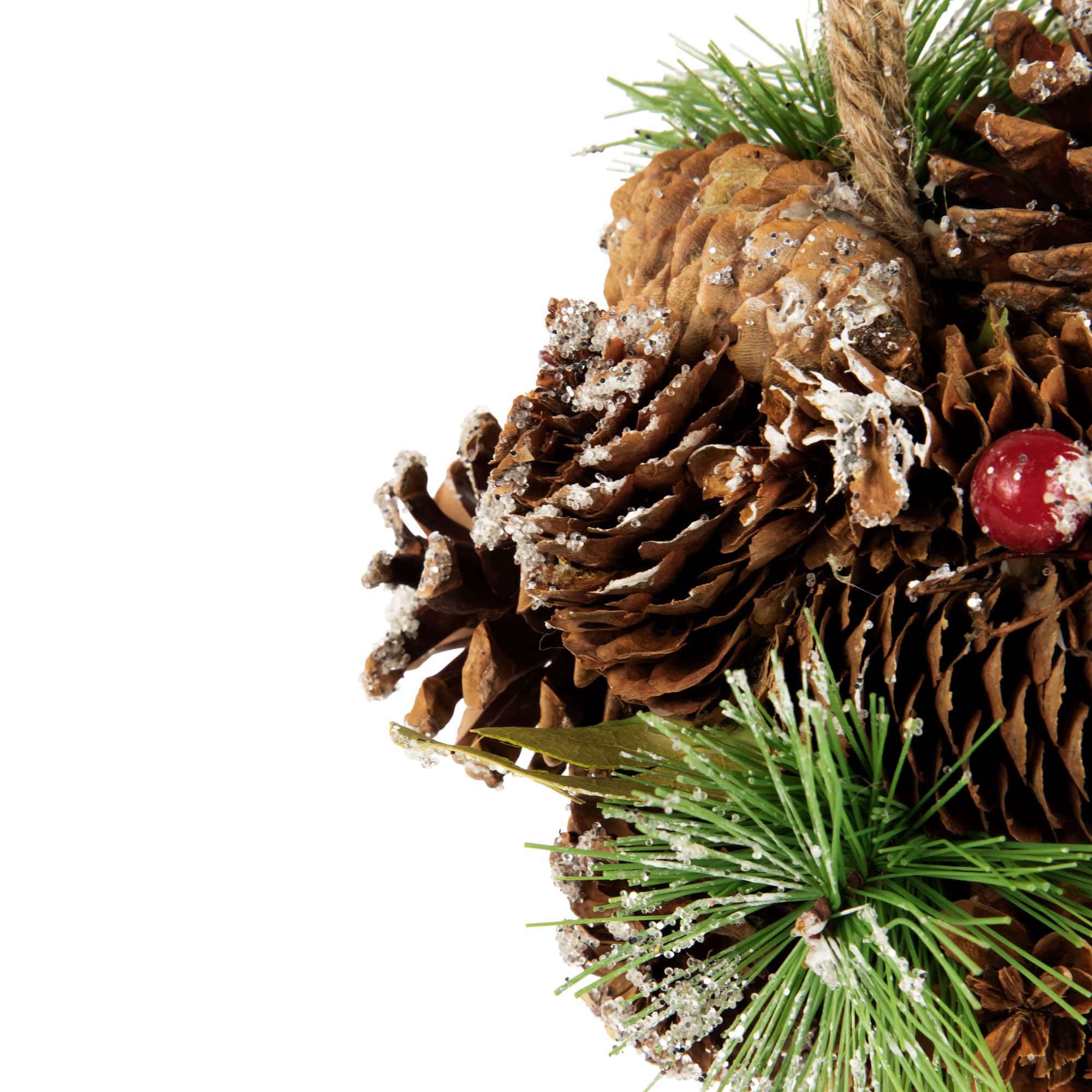 5.5&#x22; Red Ornament Pinecone and Mixed Foliage Hanging Christmas Ball Ornament