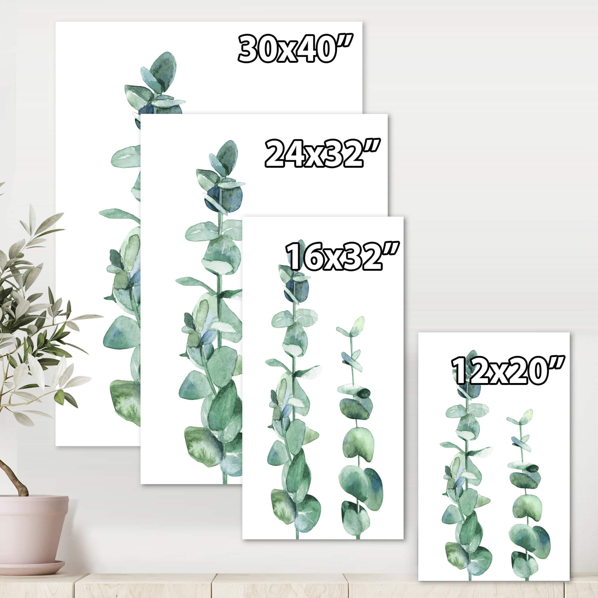 Designart - Silver Blue Eucalyptus Branch