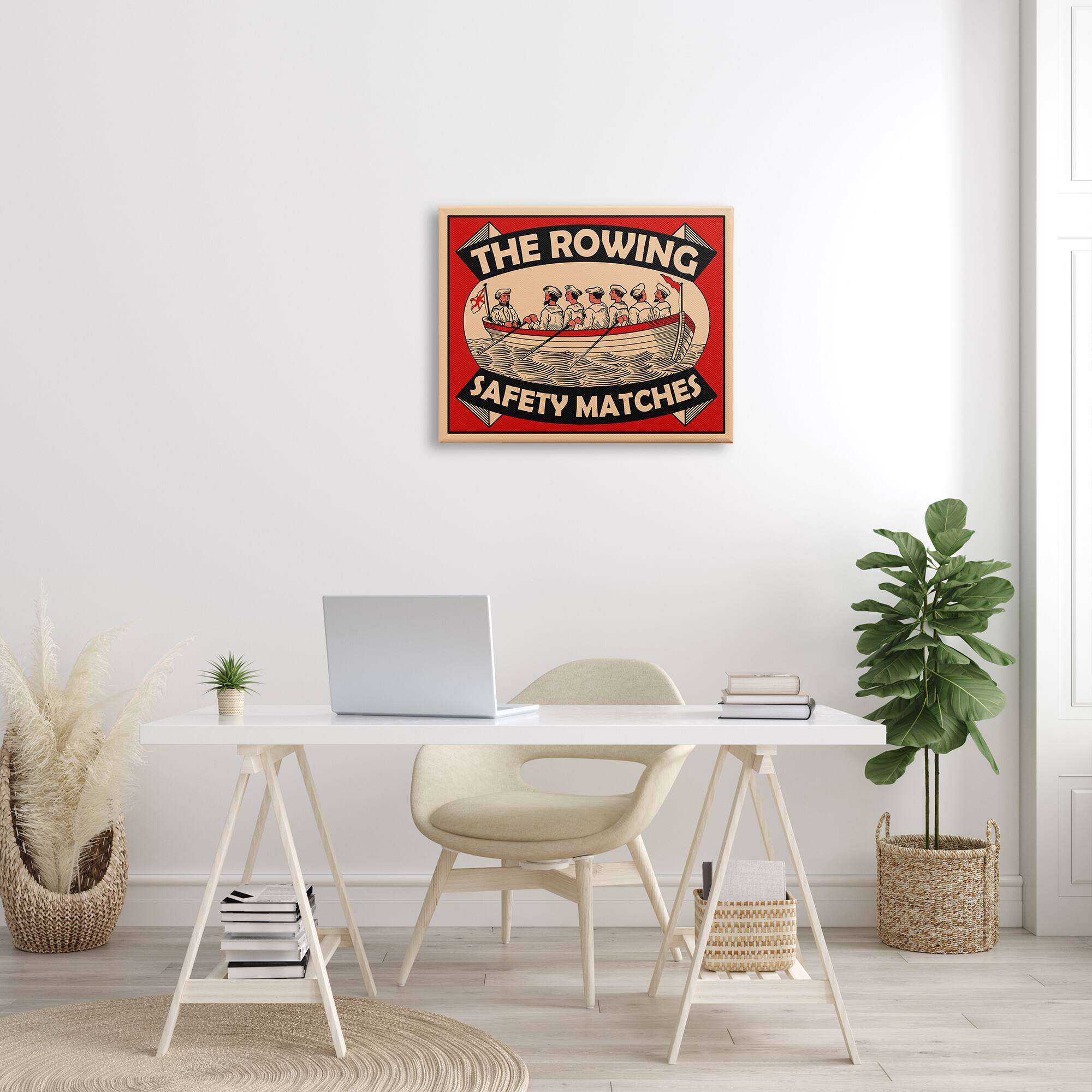 Stupell Industries The Rowing Team Safety Matches Vintage Nautical Sport Canvas Wall Art