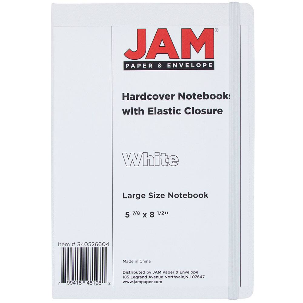 JAM Paper Large Hardcover Notebook with Elastic Band