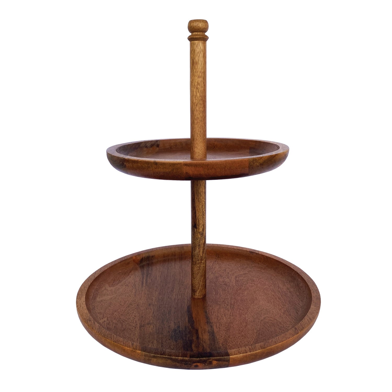 Hello Honey&#xAE; 16&#x22; Round Natural Mango Wood 2-Tier Tray