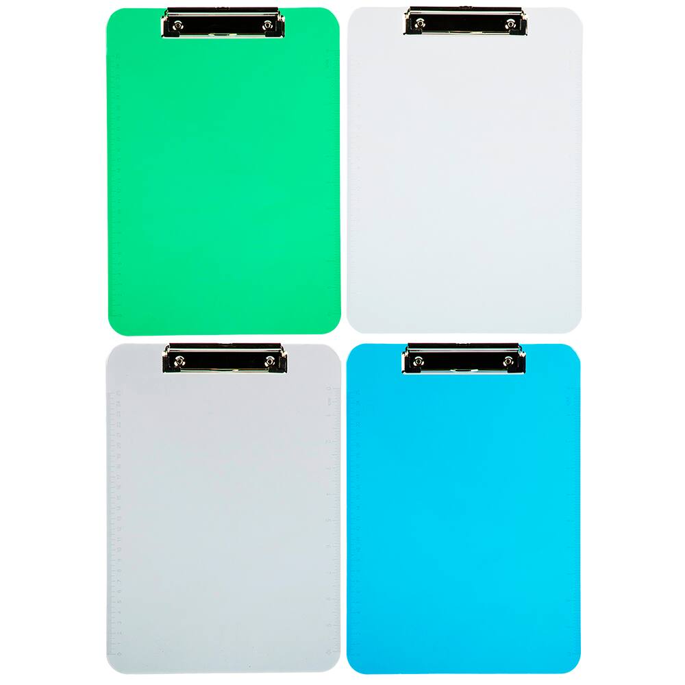 JAM Paper Assorted Letter Size Industrial Color Plastic Clipboards with Metal Clip, 4ct.