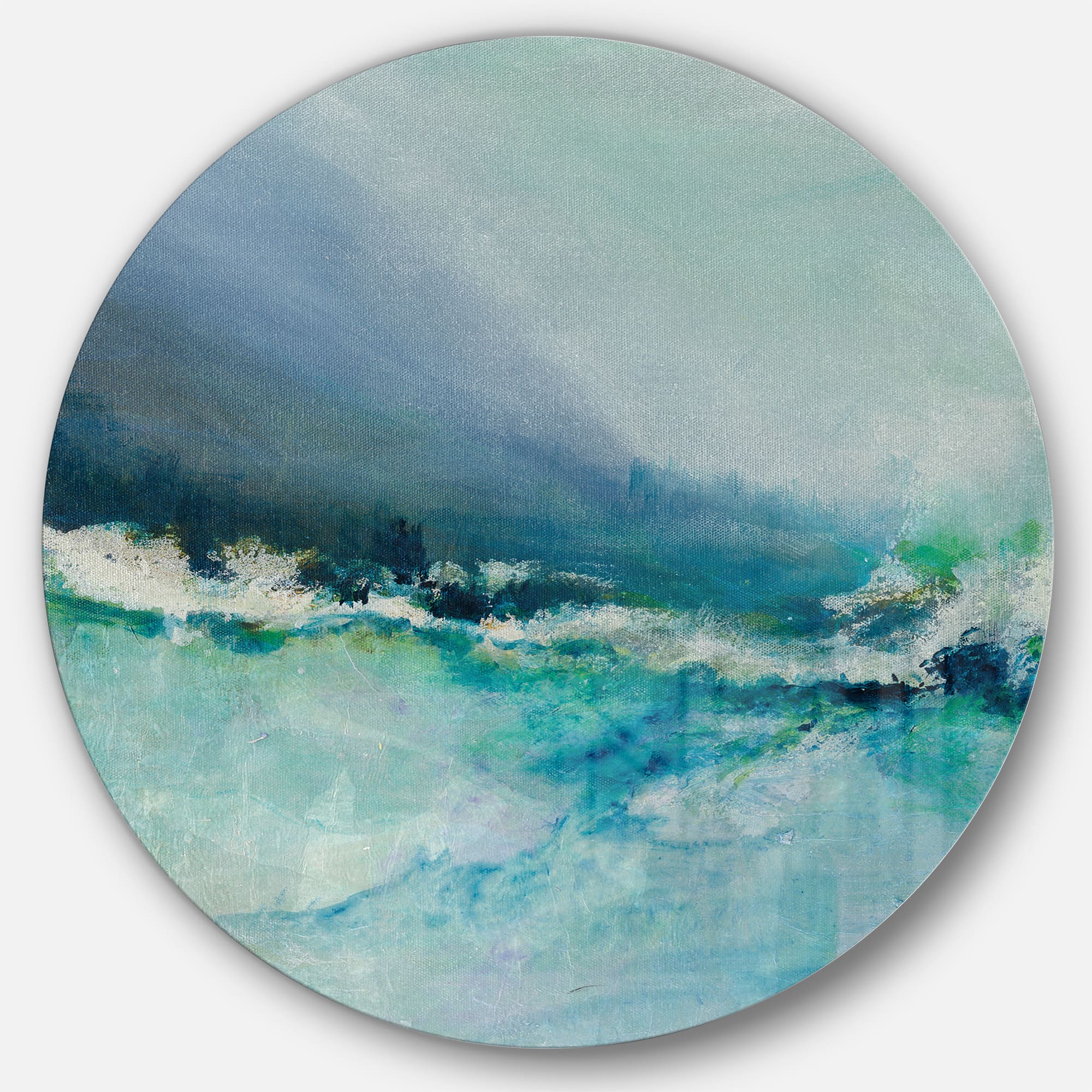 Designart - Indigo Abstract Watercolor Blue - Nautical & Coastal Metal Circle Wall Art
