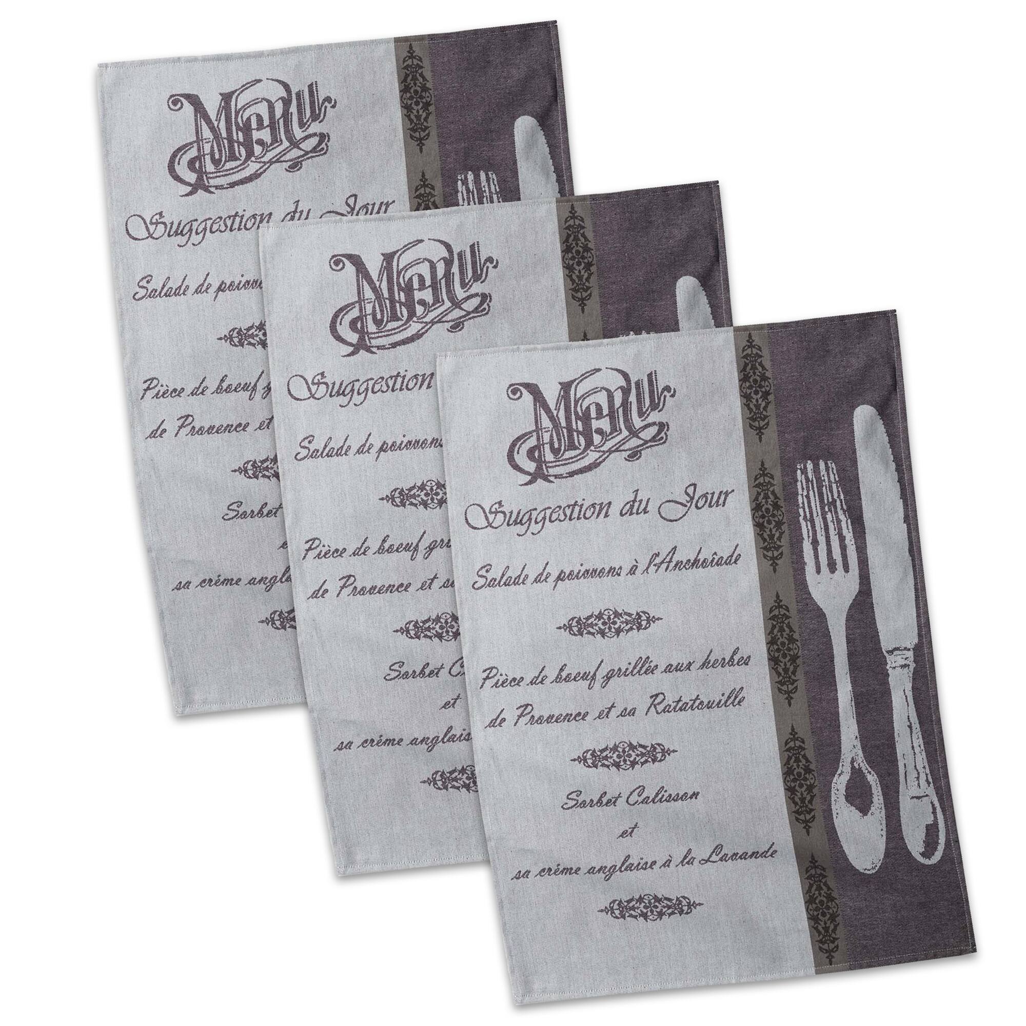 DII® French Menu Jacquard Dishtowel (Set of 3)
