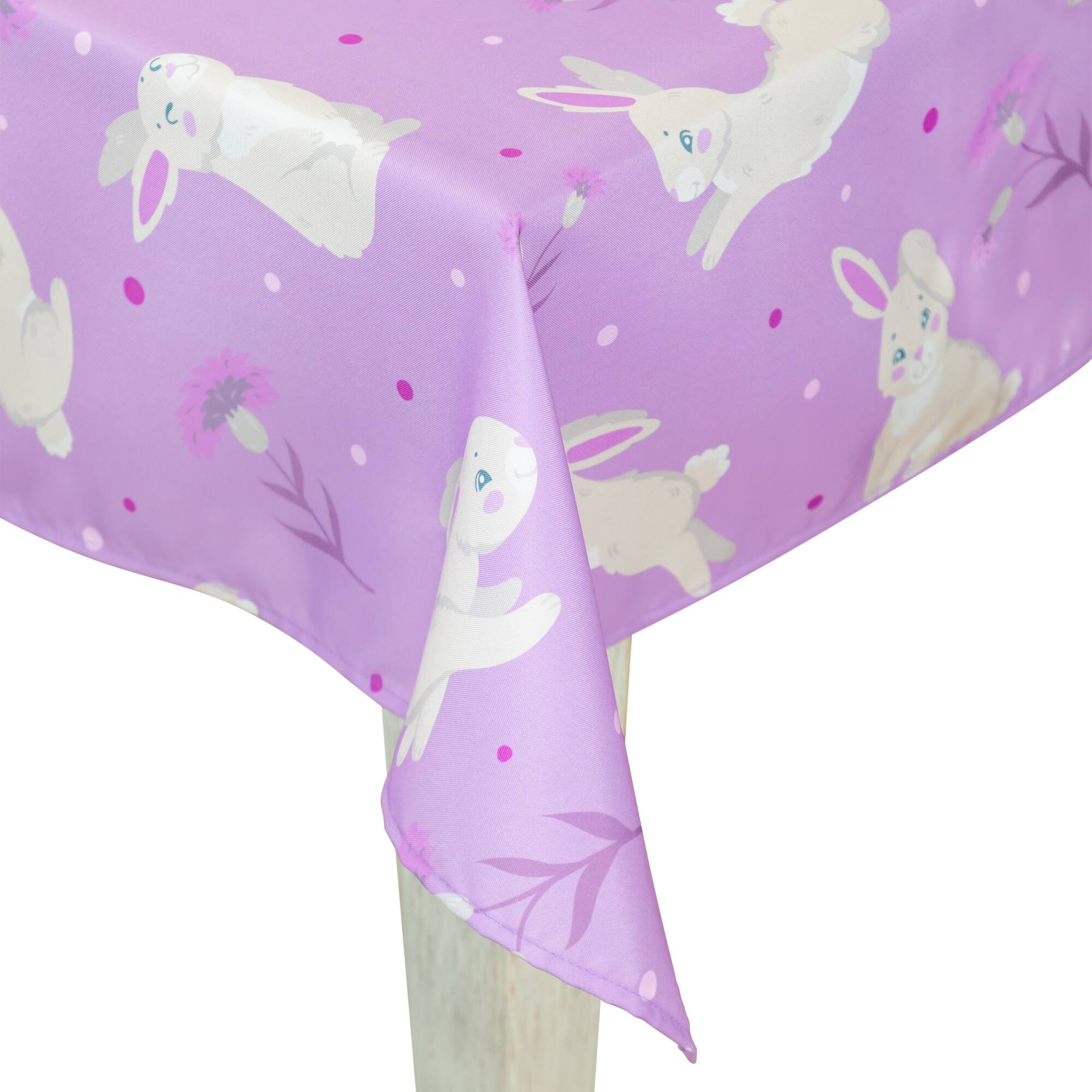 70&#x22; Purple Easter Bunny Rectangular Tablecloth