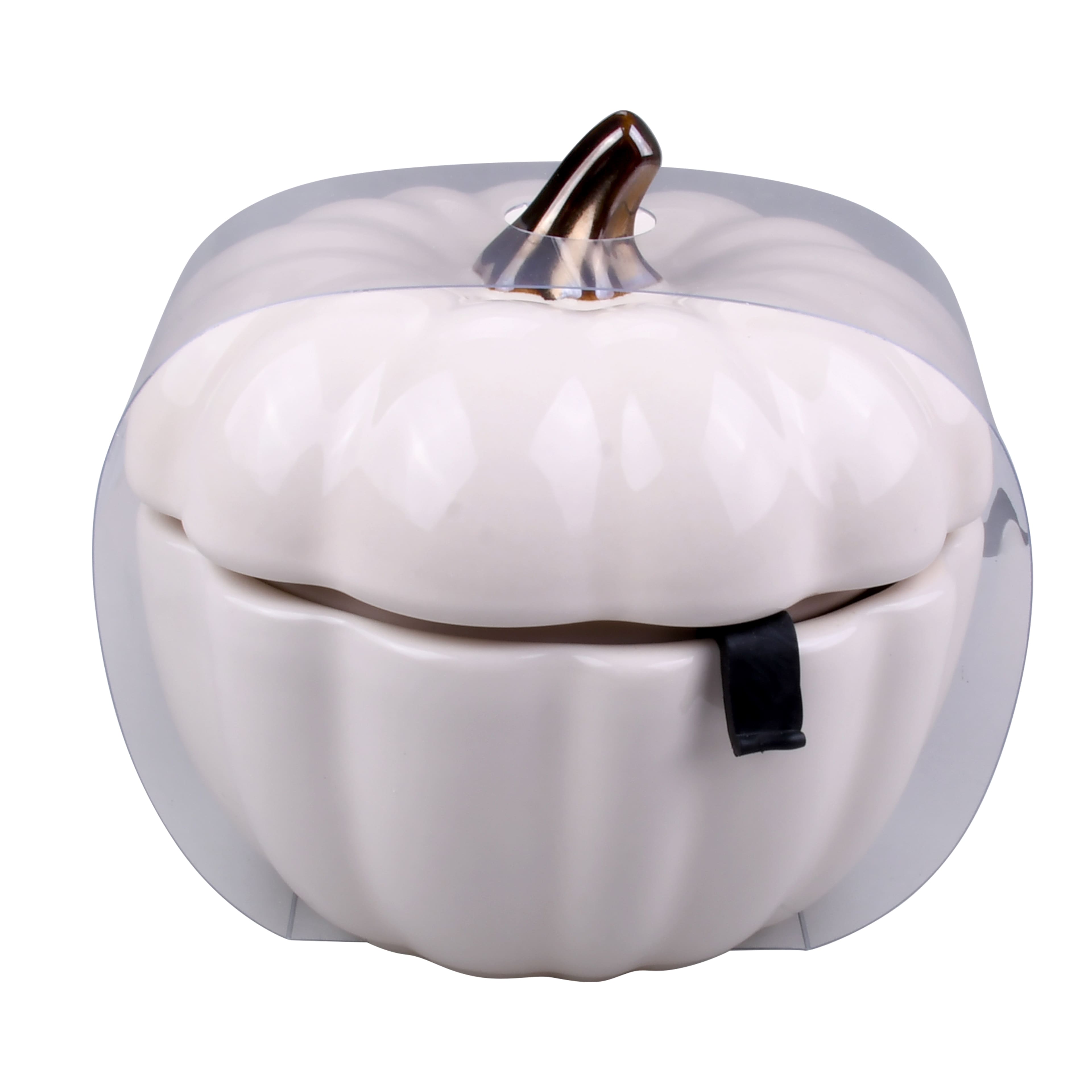 4.75&#x22; Cream Ceramic Pumpkin Cocotte by Makery&#x2122;