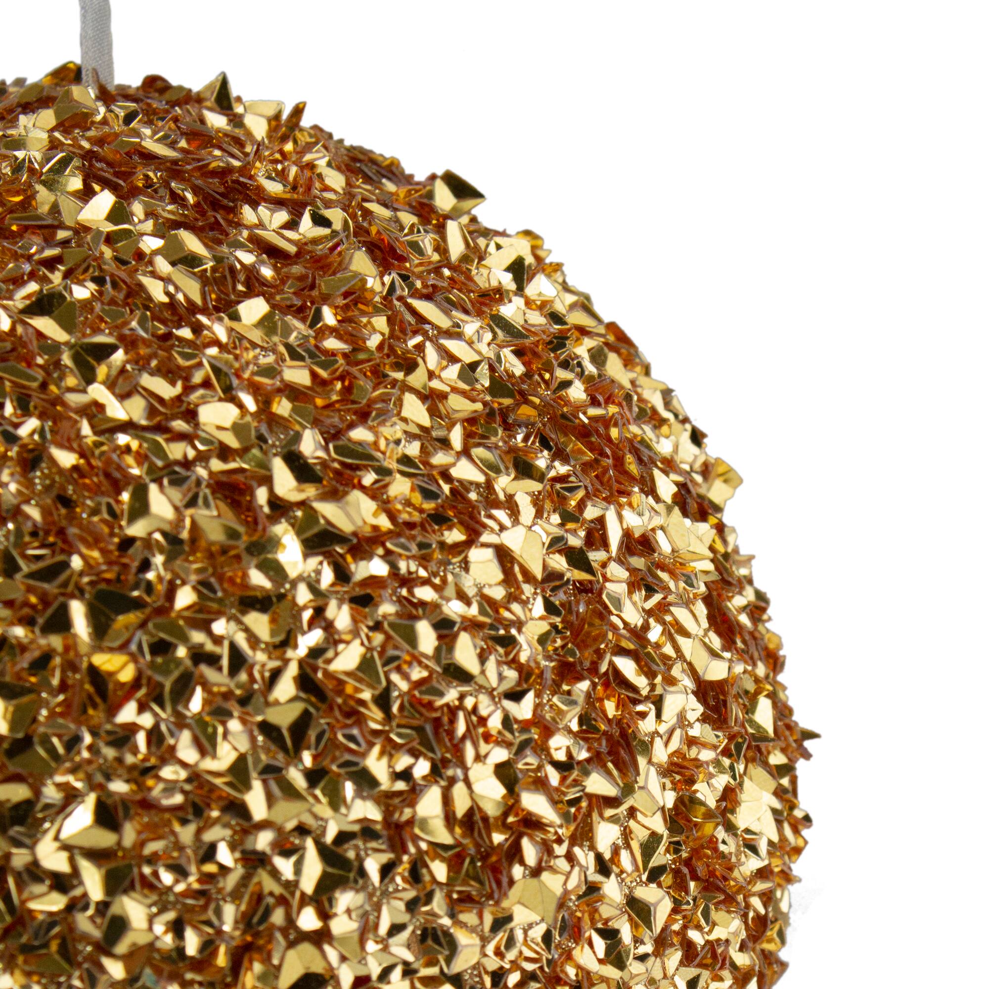 6&#x22; Gold Glitter Christmas Ball Ornament