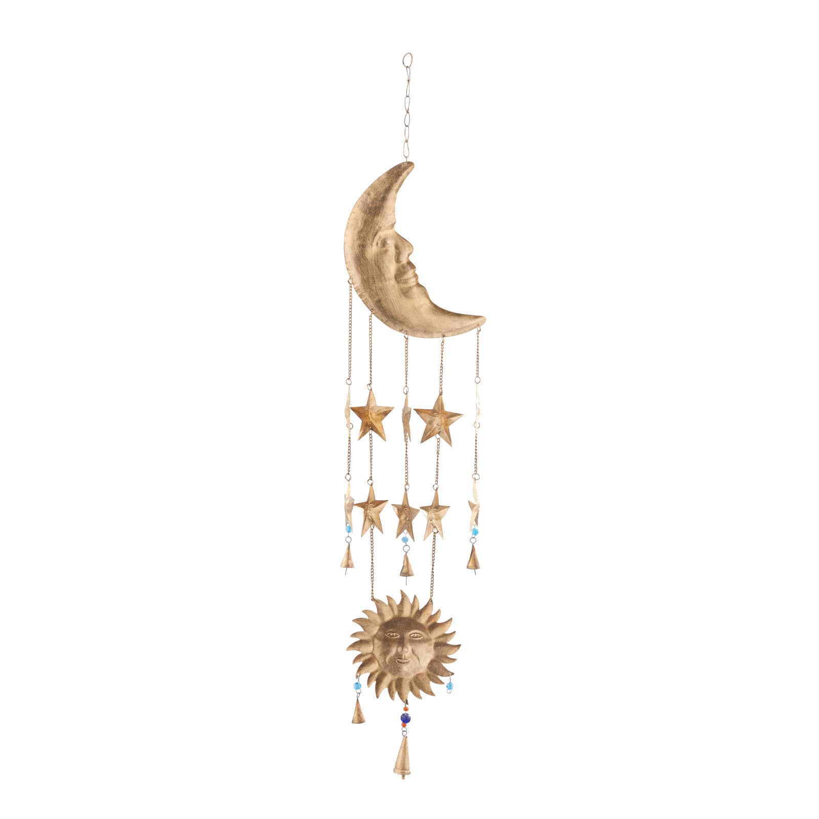 Gold Metal Eclectic Windchime, 9" x 1" x 39"