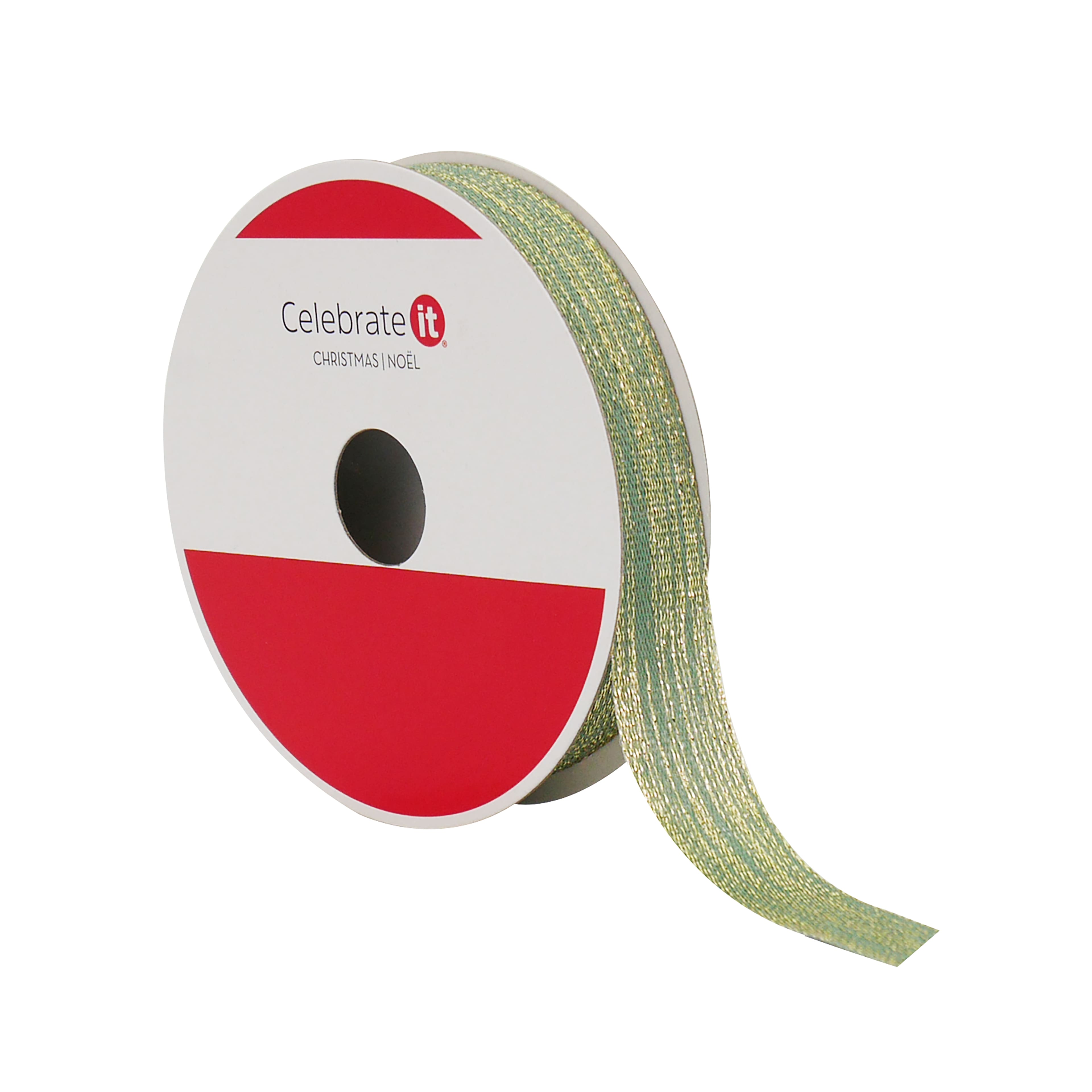5/8&#x22; x 30ft. Sage &#x26; Gold Metallic Ribbon by Celebrate It&#xAE;
