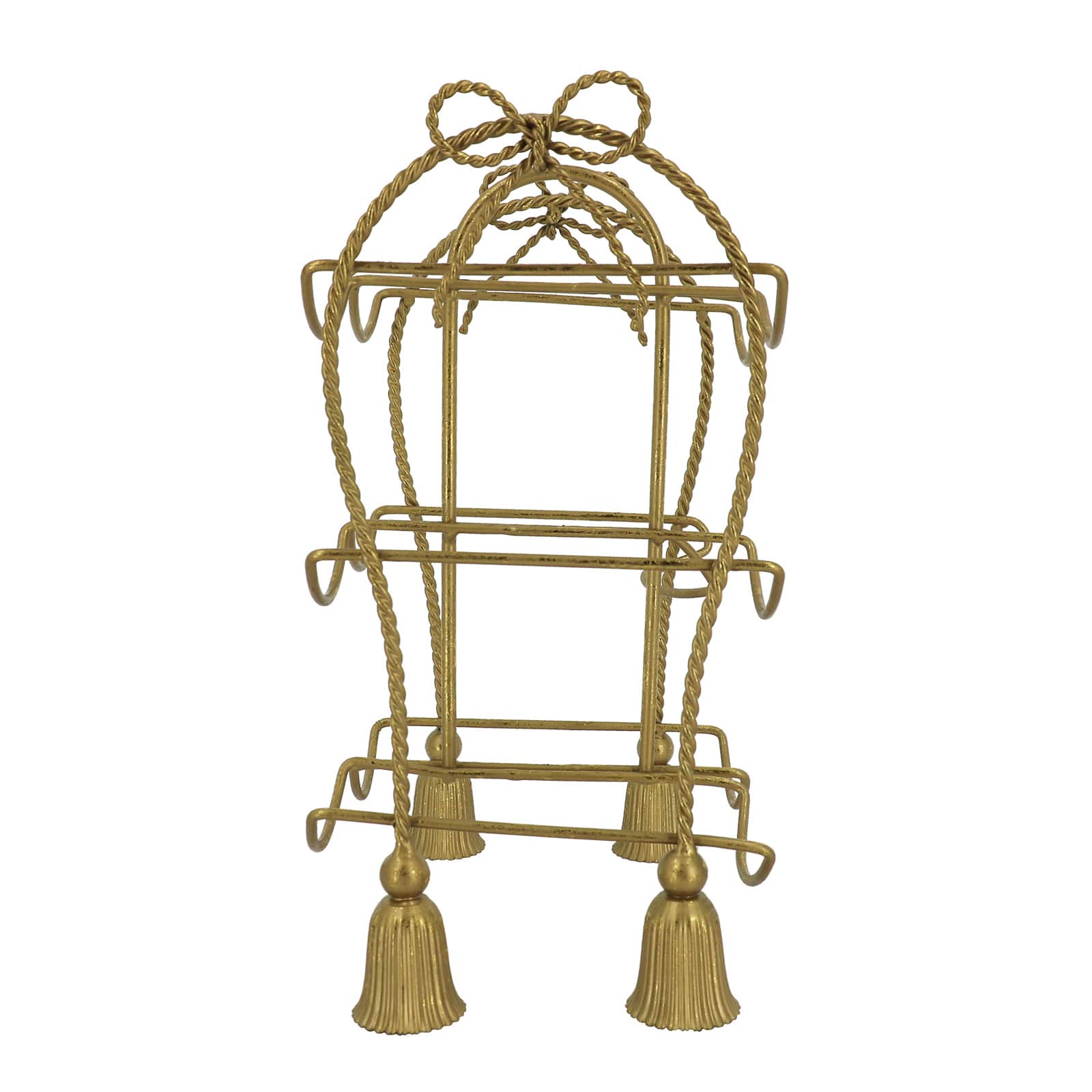 13&#x22; Gold Bow &#x26; Tassel Tabletop Metal Bottle Holder by Ashland&#xAE;
