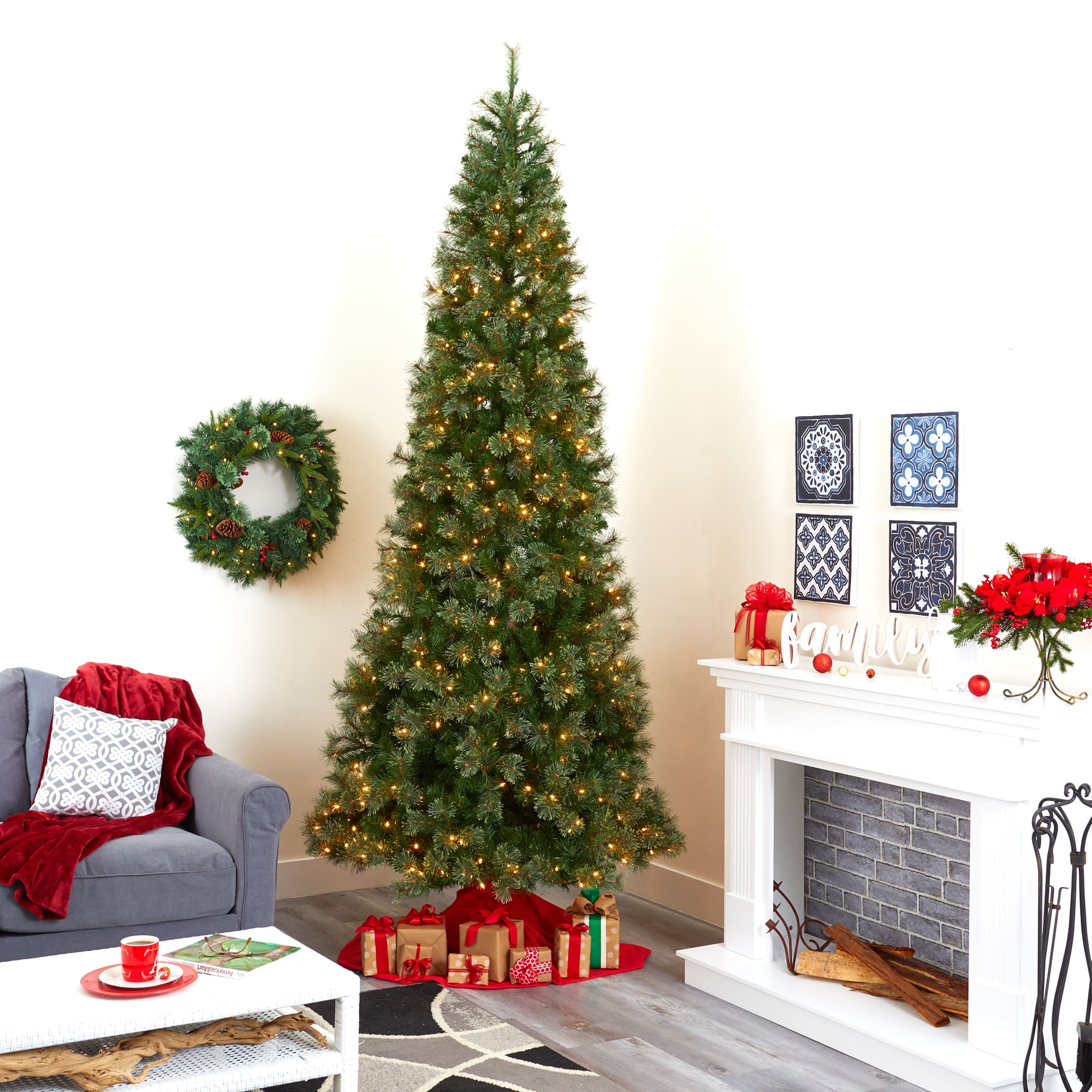 10ft. Pre-Lit Cashmere Artificial Christmas Tree, Warm White LED Lights