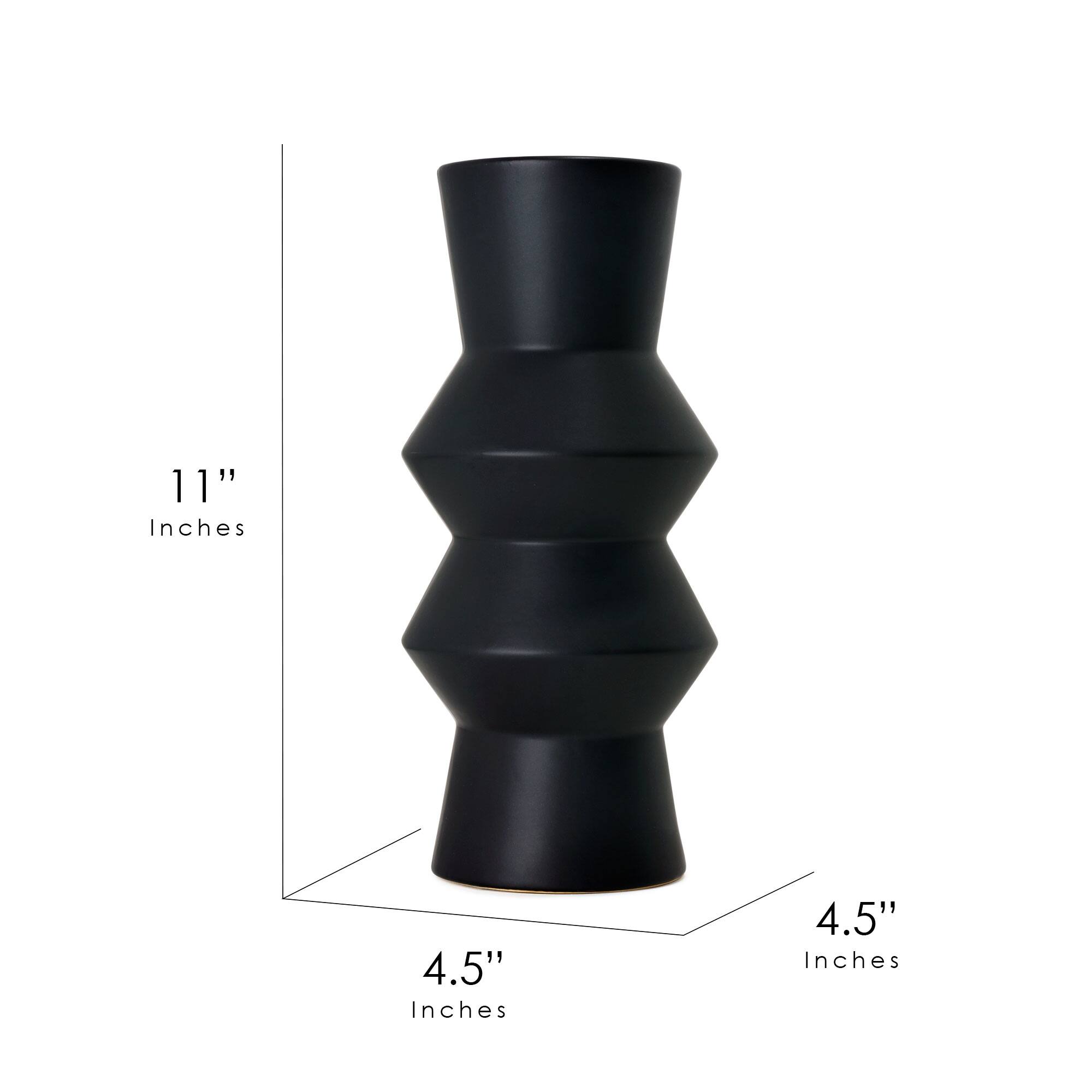 American Art Decor 11&#x22; Black Contemporary Shaped Ceramic Vase