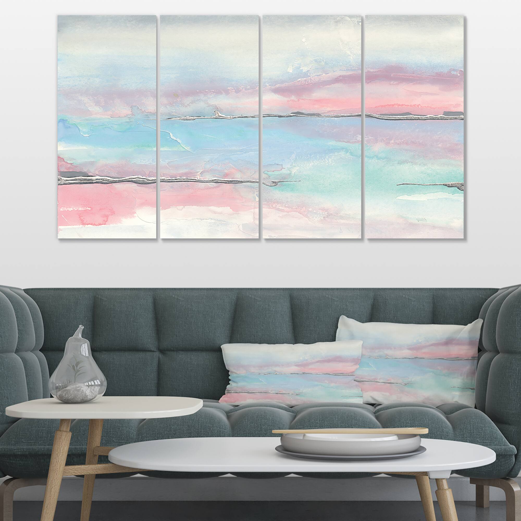 Designart - Metallic Shabby Pink II - Shabby Chic Premium Canvas Wall Art