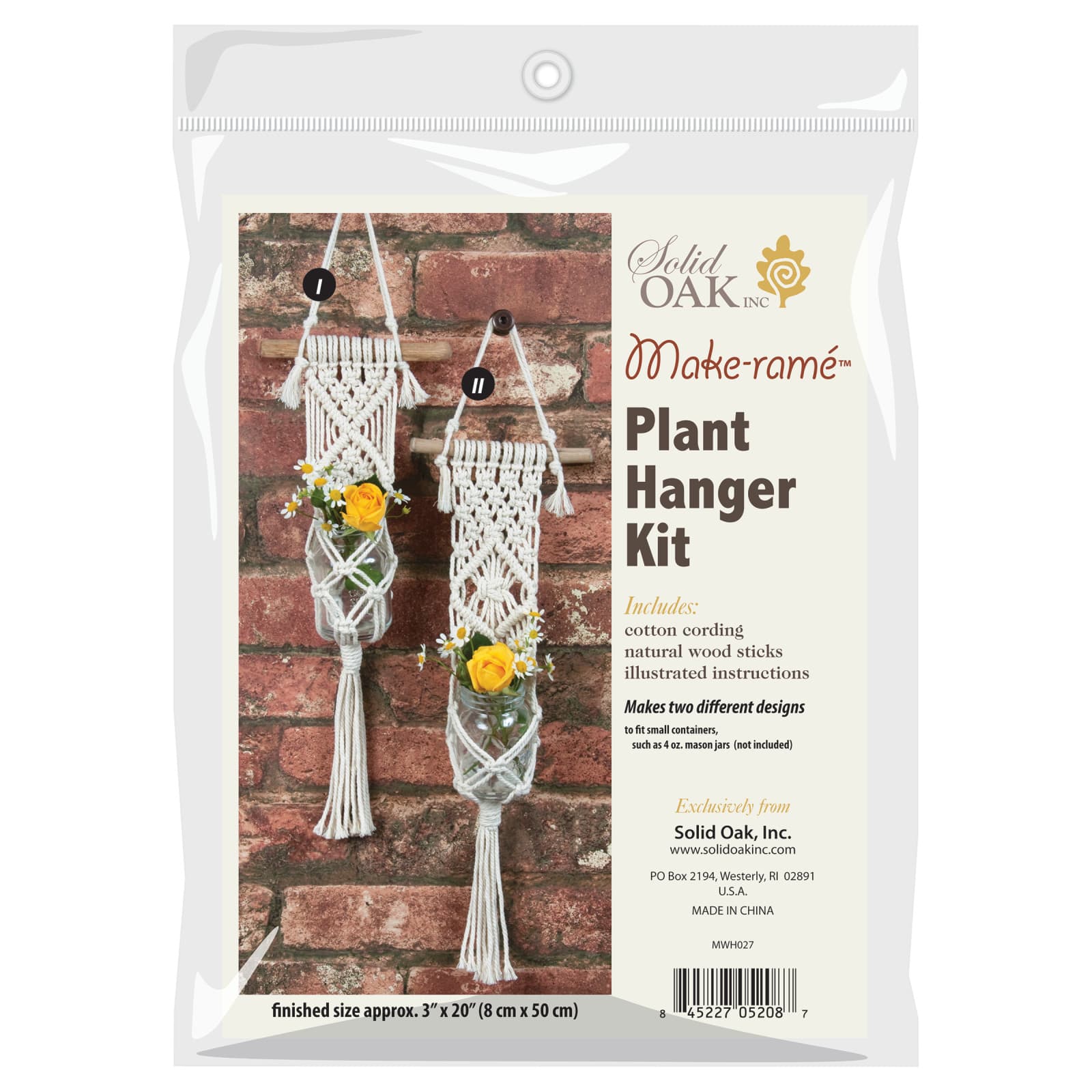 Solid Oak Make-Ram&#xE9;&#x2122; Mini Hanger Macram&#xE9; Plant Hanger Kit