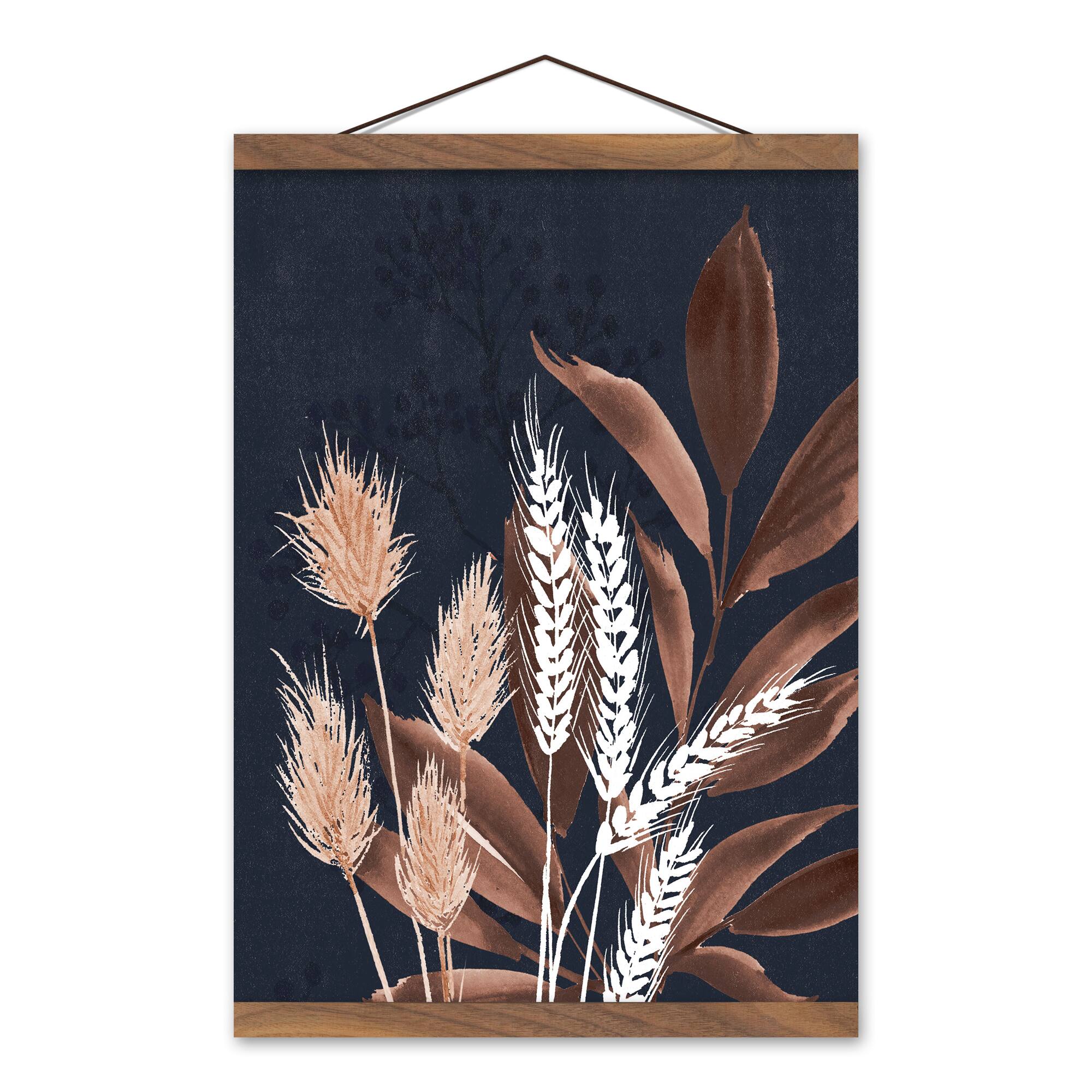 Autumn Botanicals II Teak Hanging Canvas
