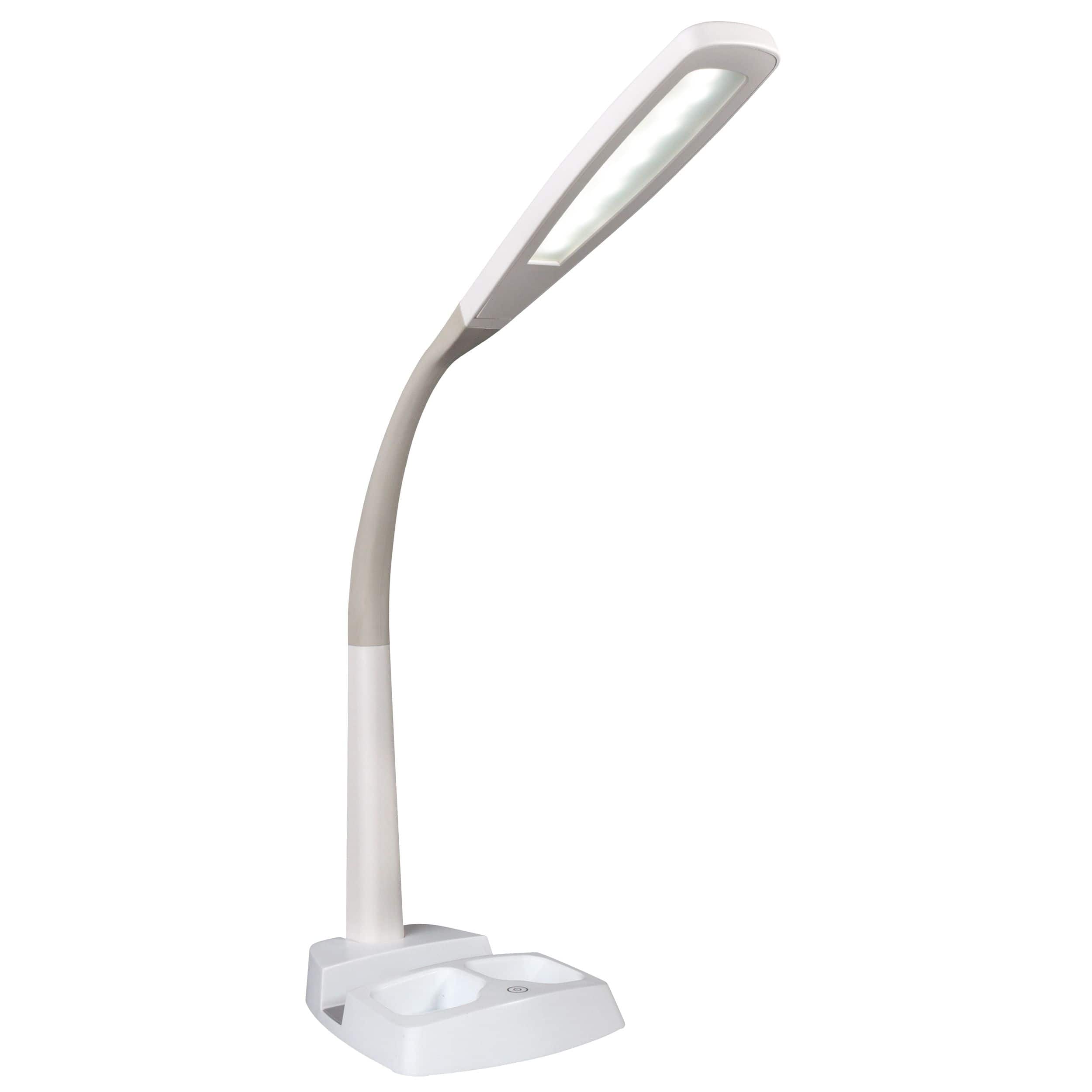 OttLite Wellness Series 26.25&#x22; White LED Desk Lamp with Charging Station