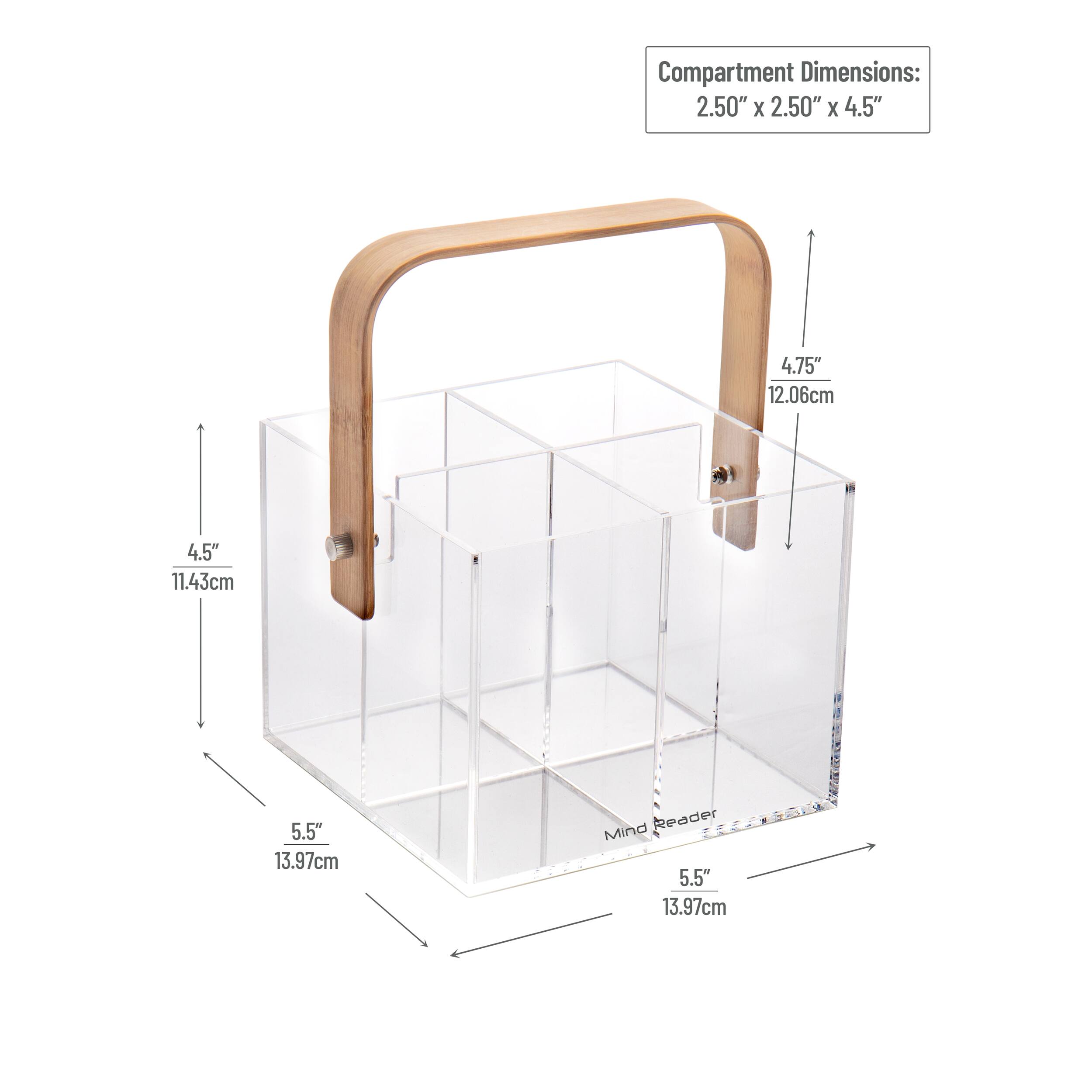 Mind Reader Modern Collection 4-Compartment Rayon from Bamboo and Acrylic Utensil Caddy