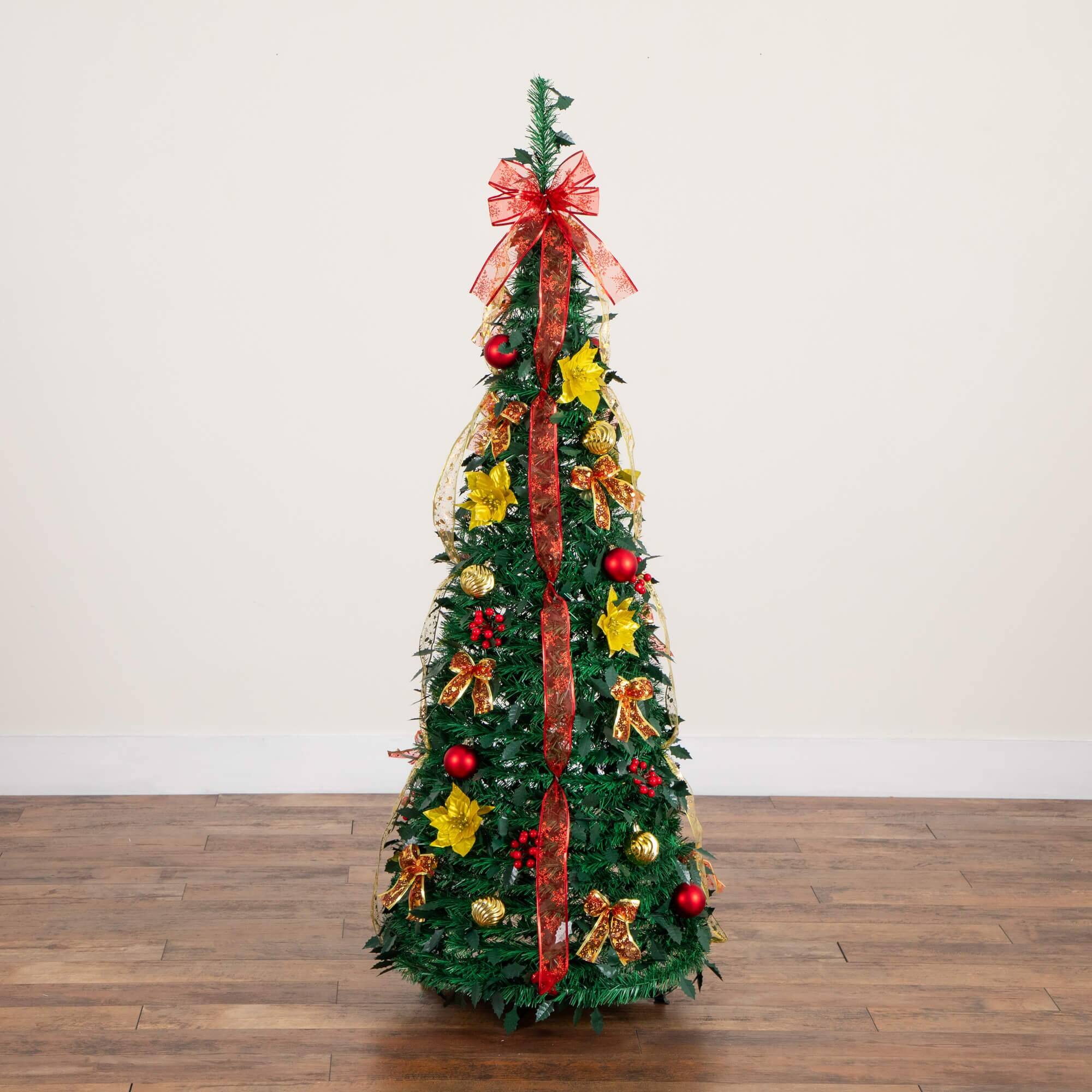 5ft. Pre-Lit Pop-Up Green Artificial Christmas Tree, Warm White LED Lights