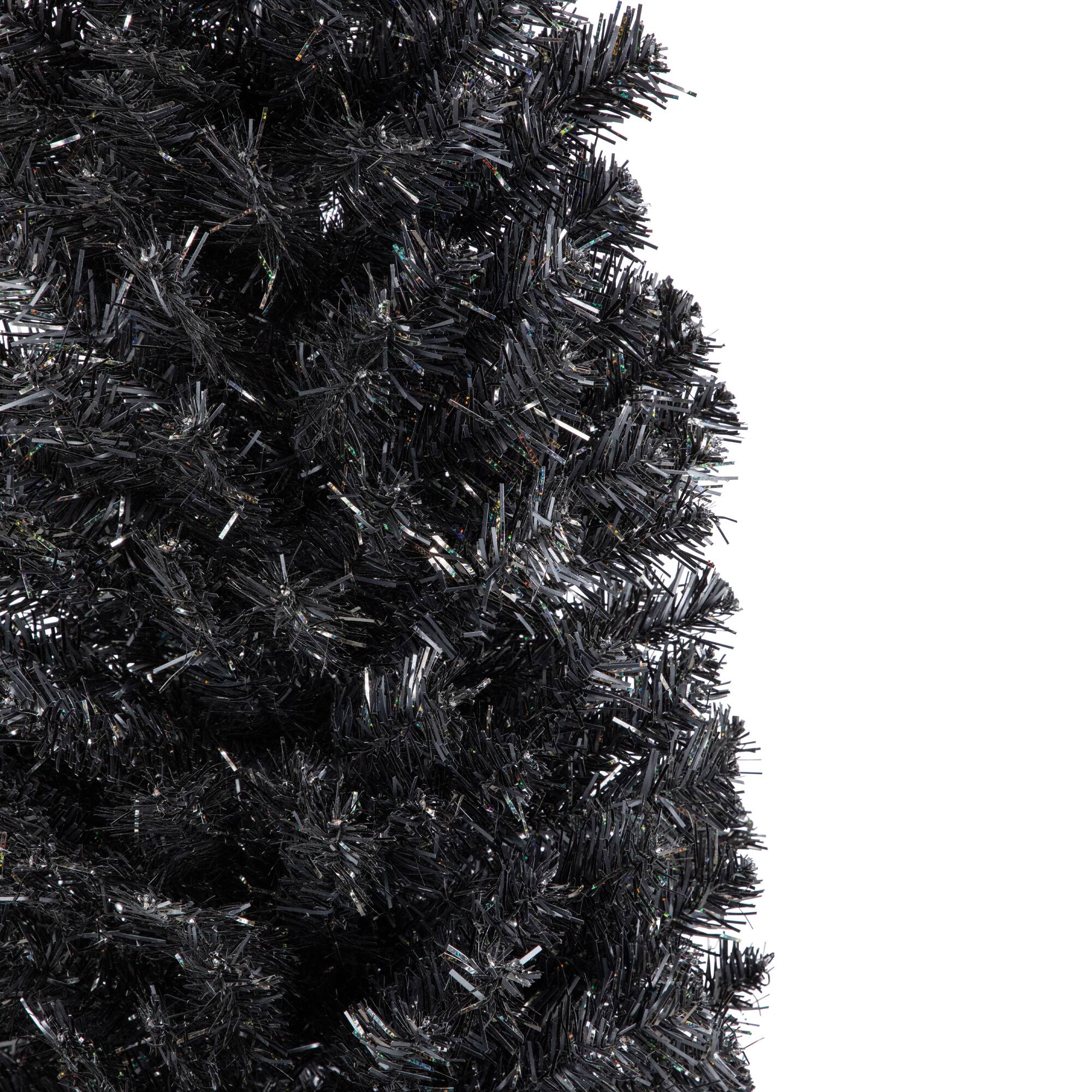 6ft. Iridescent Charcoal Slim Halloween Tinsel Tree