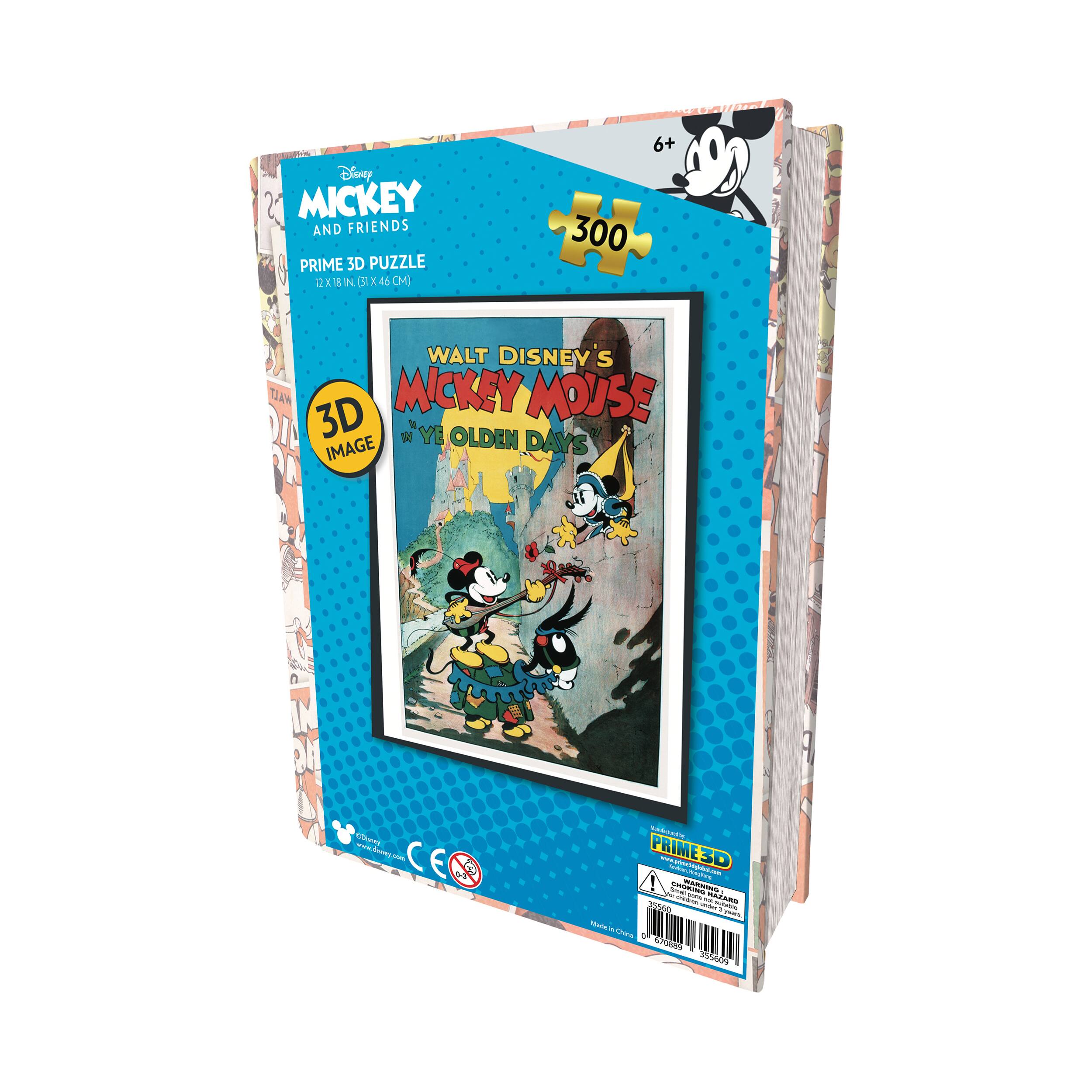 Walt Disney&#x27;s Mickey Mouse Classic in &#x22;Ye Olden Days&#x22; 3D Lenticular Jigsaw Puzzle in a Collectible Tin Book: 300 Pcs