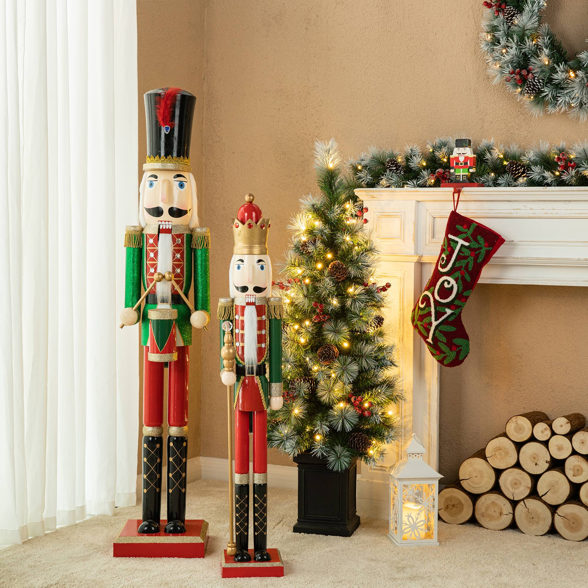 Glitzhome&#xAE; 54&#x22; Wooden Christmas Glitter Soldier Nutcracker
