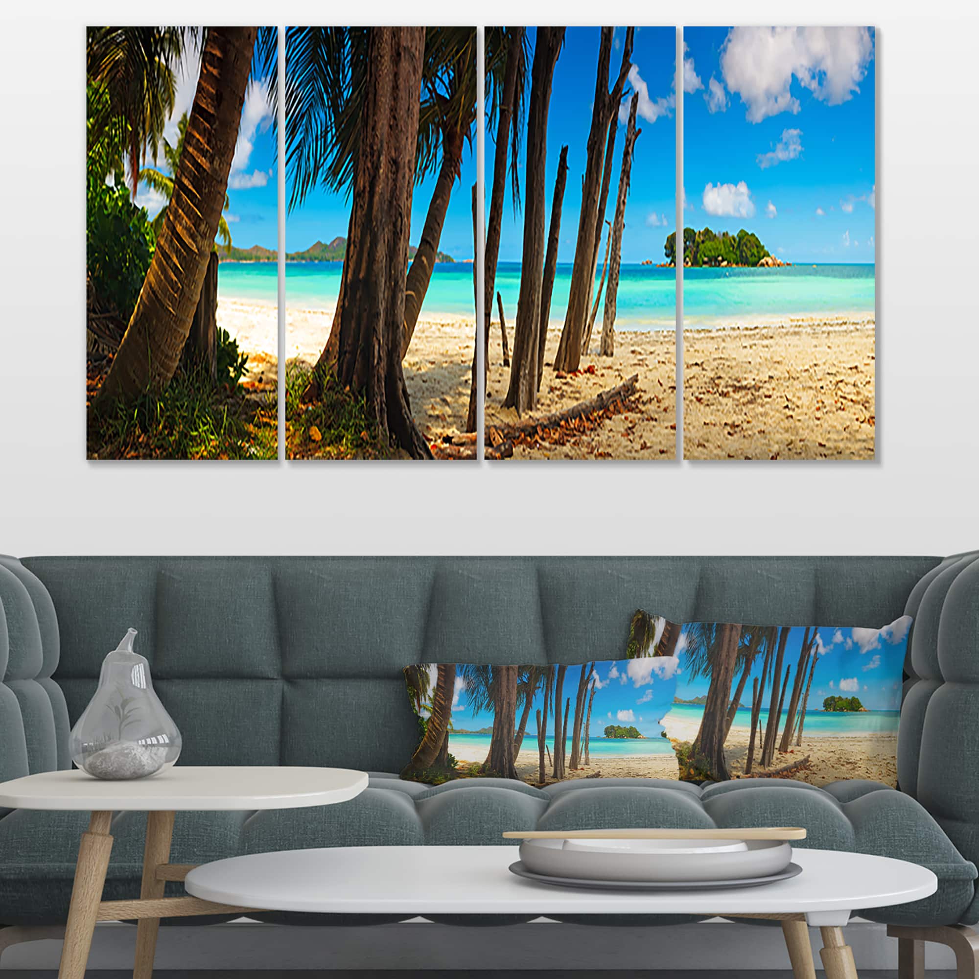 Designart - Praslin Island Tropical Beach Panorama