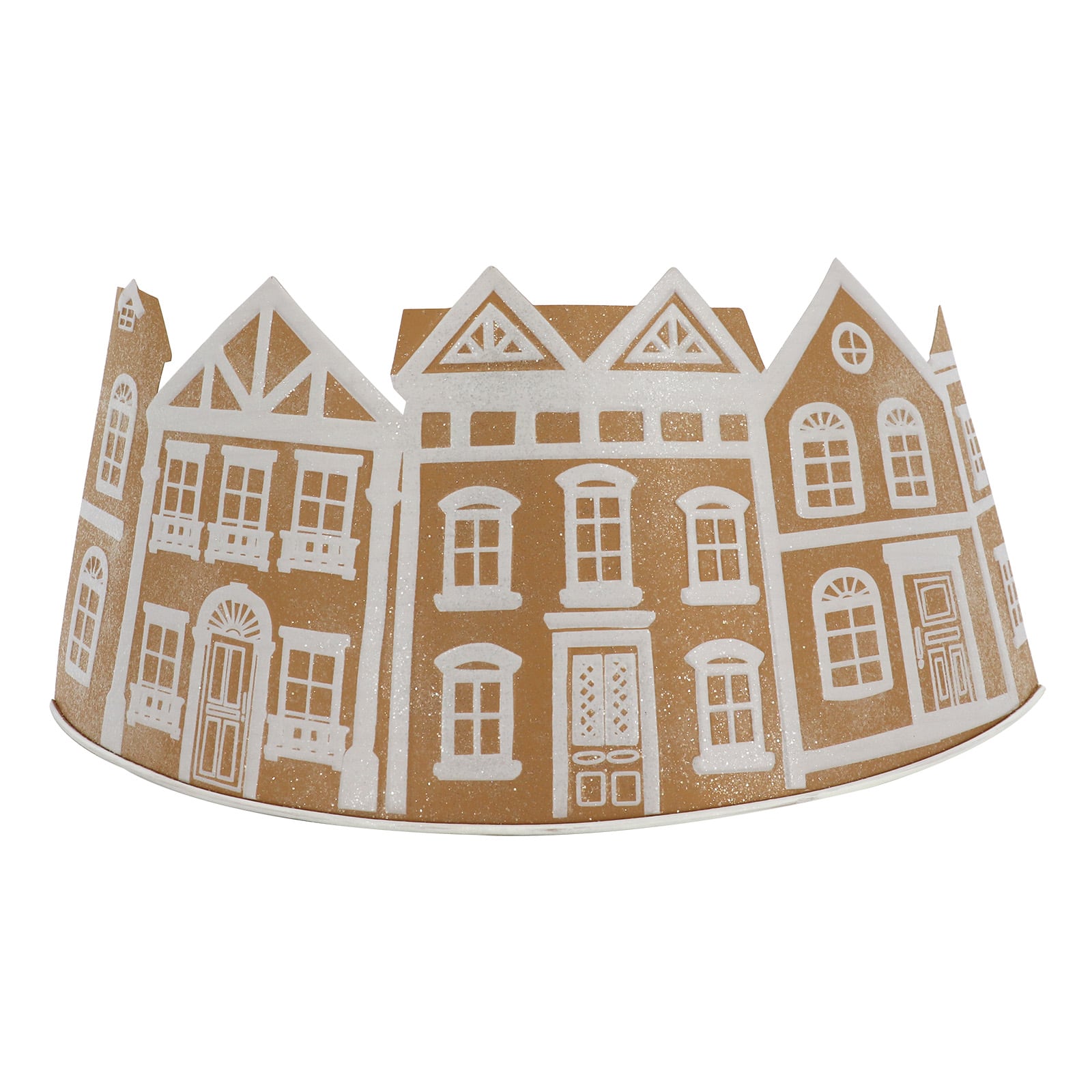 26.75&#x22; Brown &#x26; White Metal Gingerbread Village Tree Collar by Ashland&#xAE;