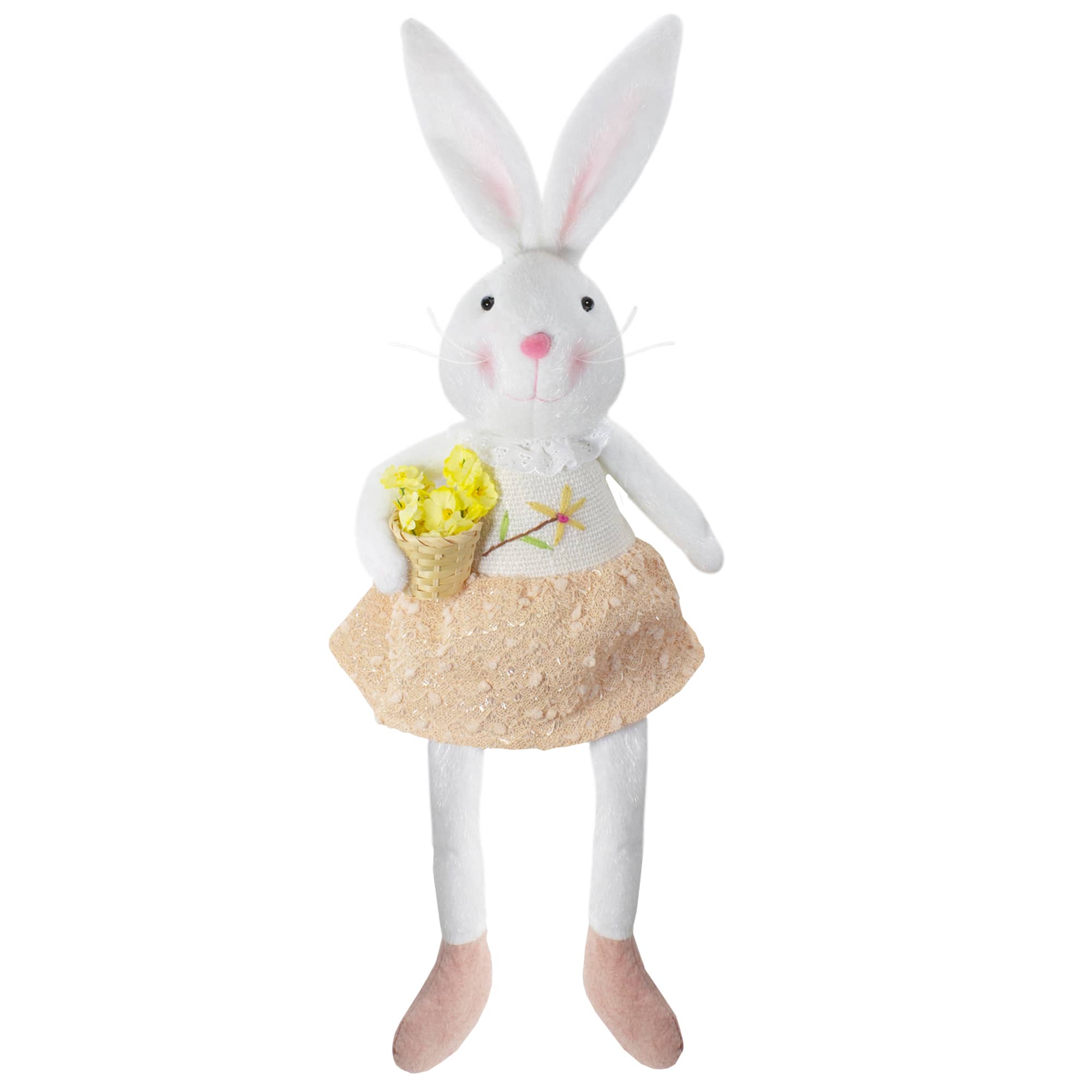 24" White & Pink Girl Easter Bunny Spring Figure