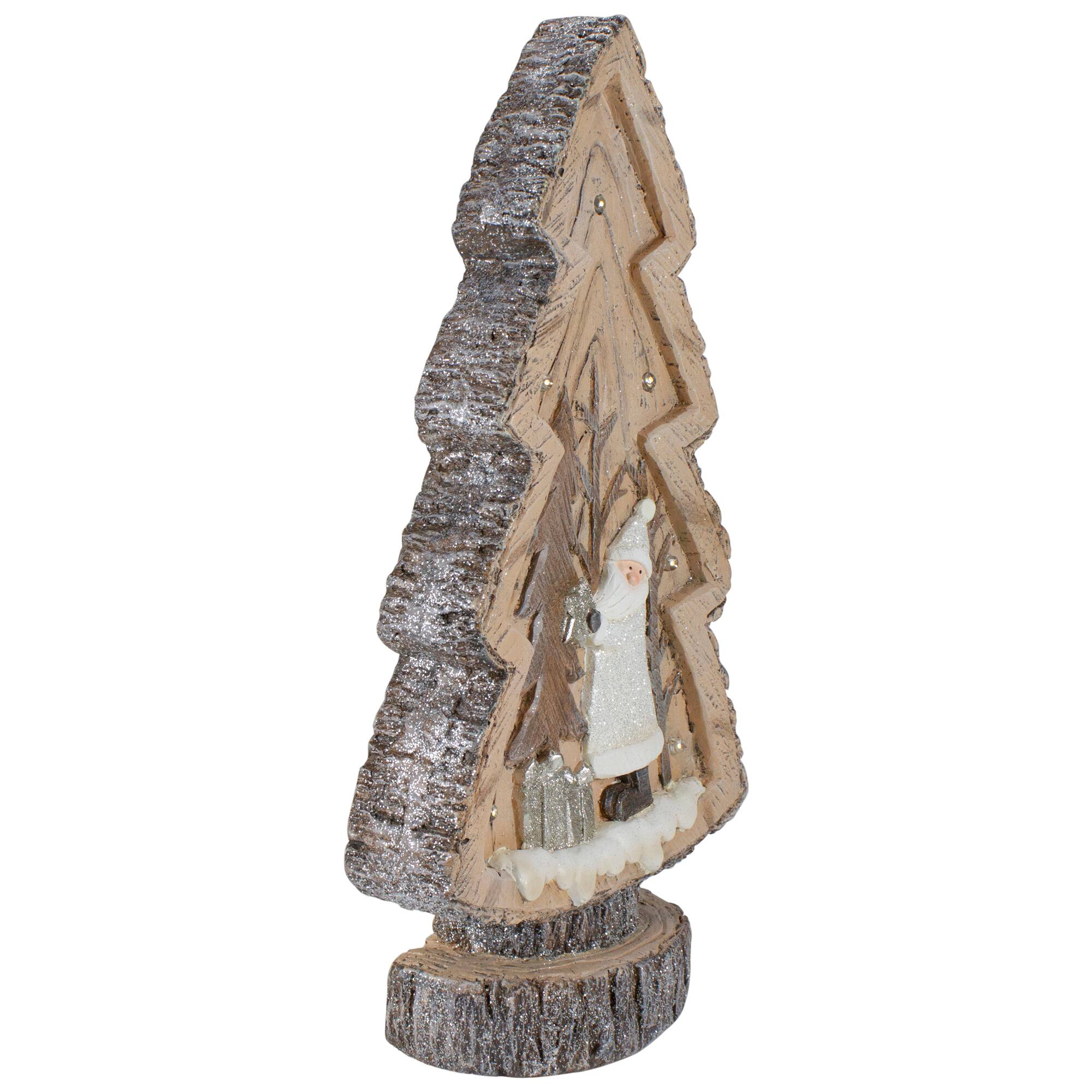 20" Pre-Lit LED Lighted Rustic Glitter with Winter Scene Christmas Tree