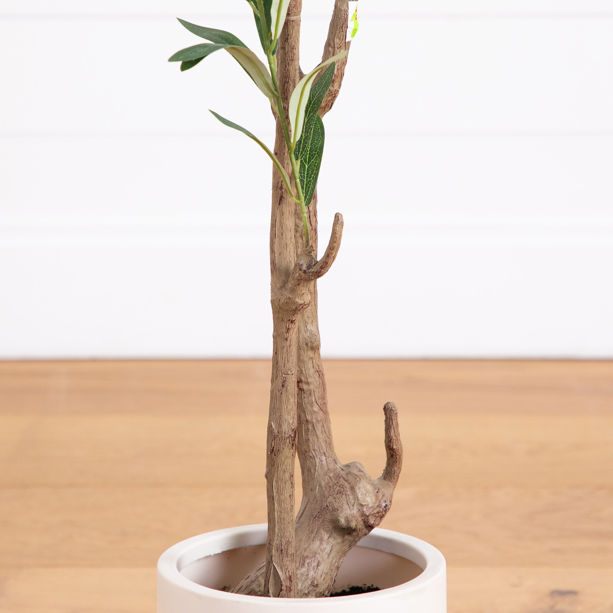 Artificial Minimalist Olive Tree in White Decorative Planter