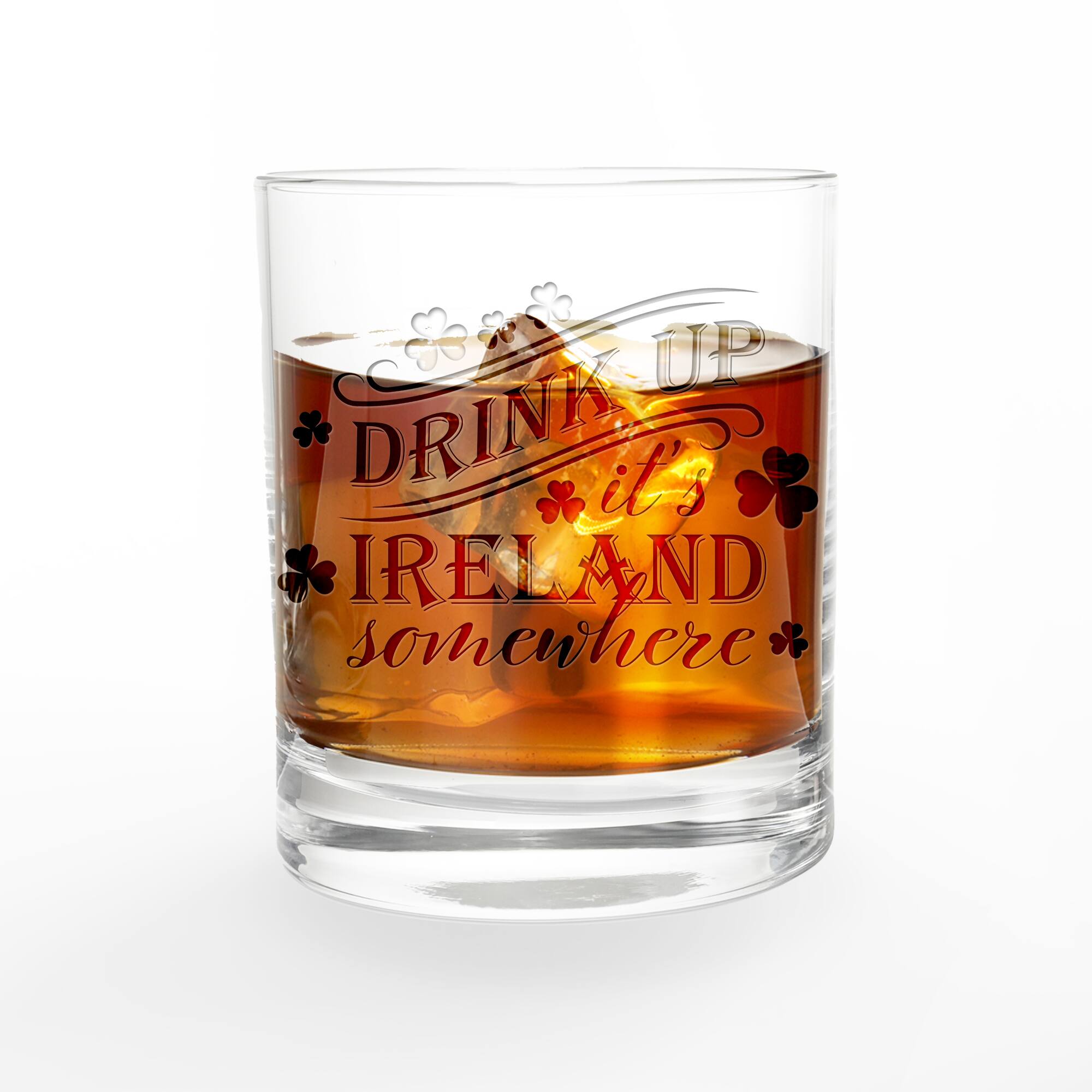 11oz. Drink Up It&#x27;s Ireland Somewhere Engraved Whiskey Glass
