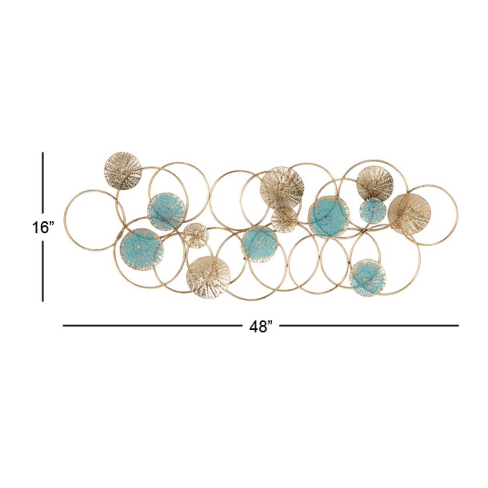 Rose Gold & Blue Contemporary Ornamental Metal Wall Décor