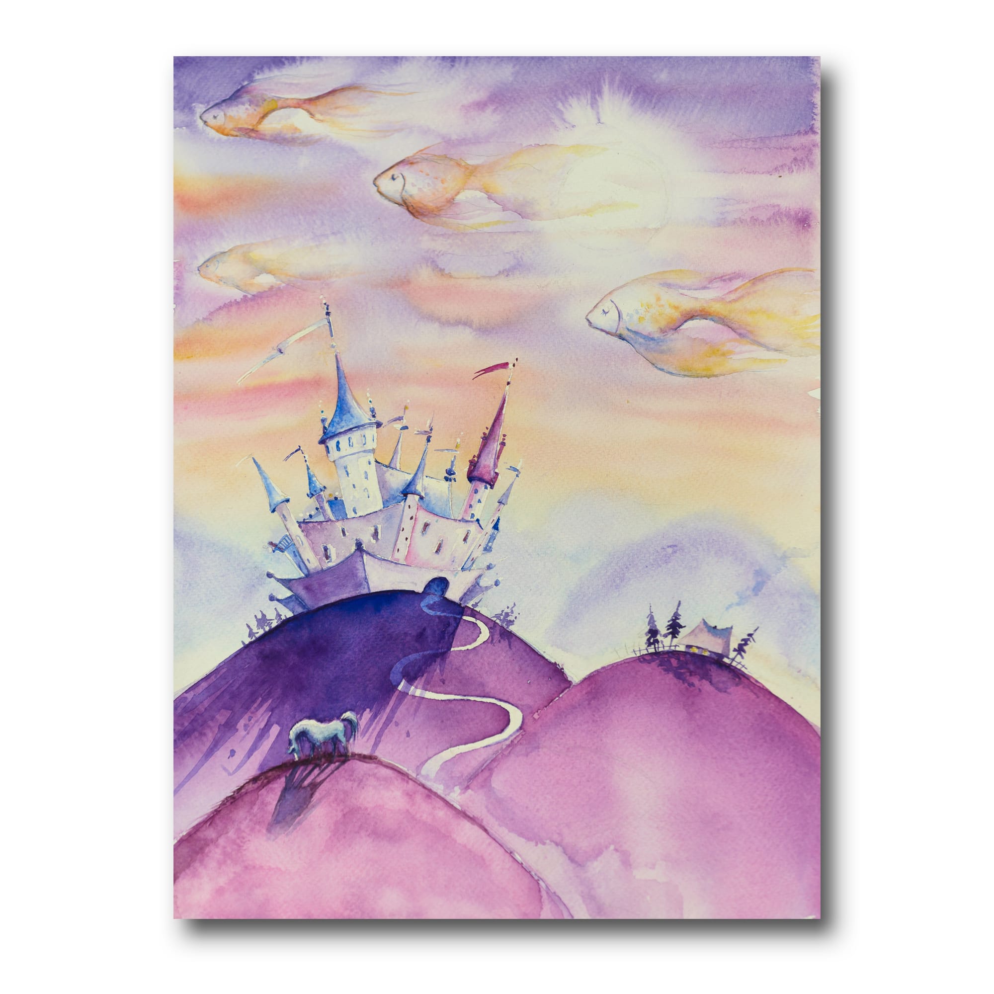 Designart - Fairy Tale Kingdom On Purple Mountain Top