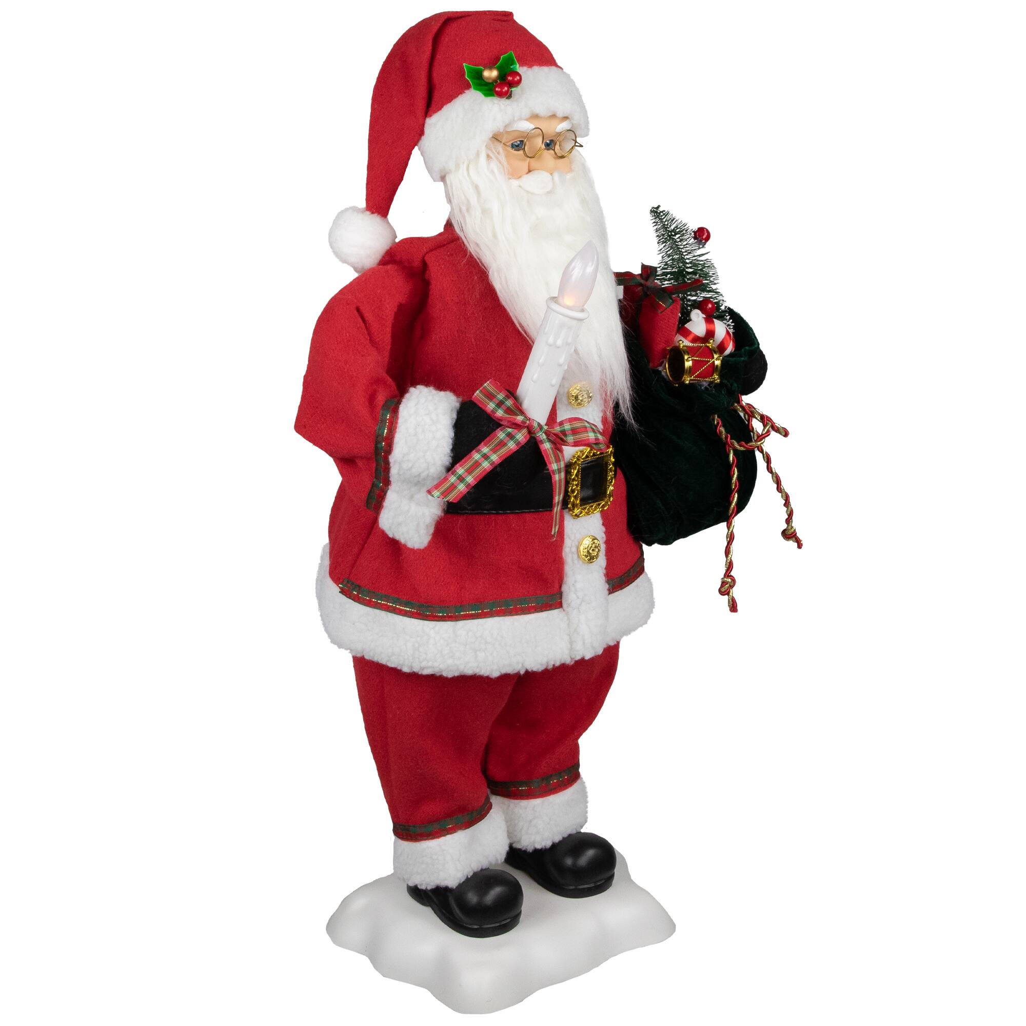 24" Animated Santa Claus with Lighted Candle Musical Christmas Figure