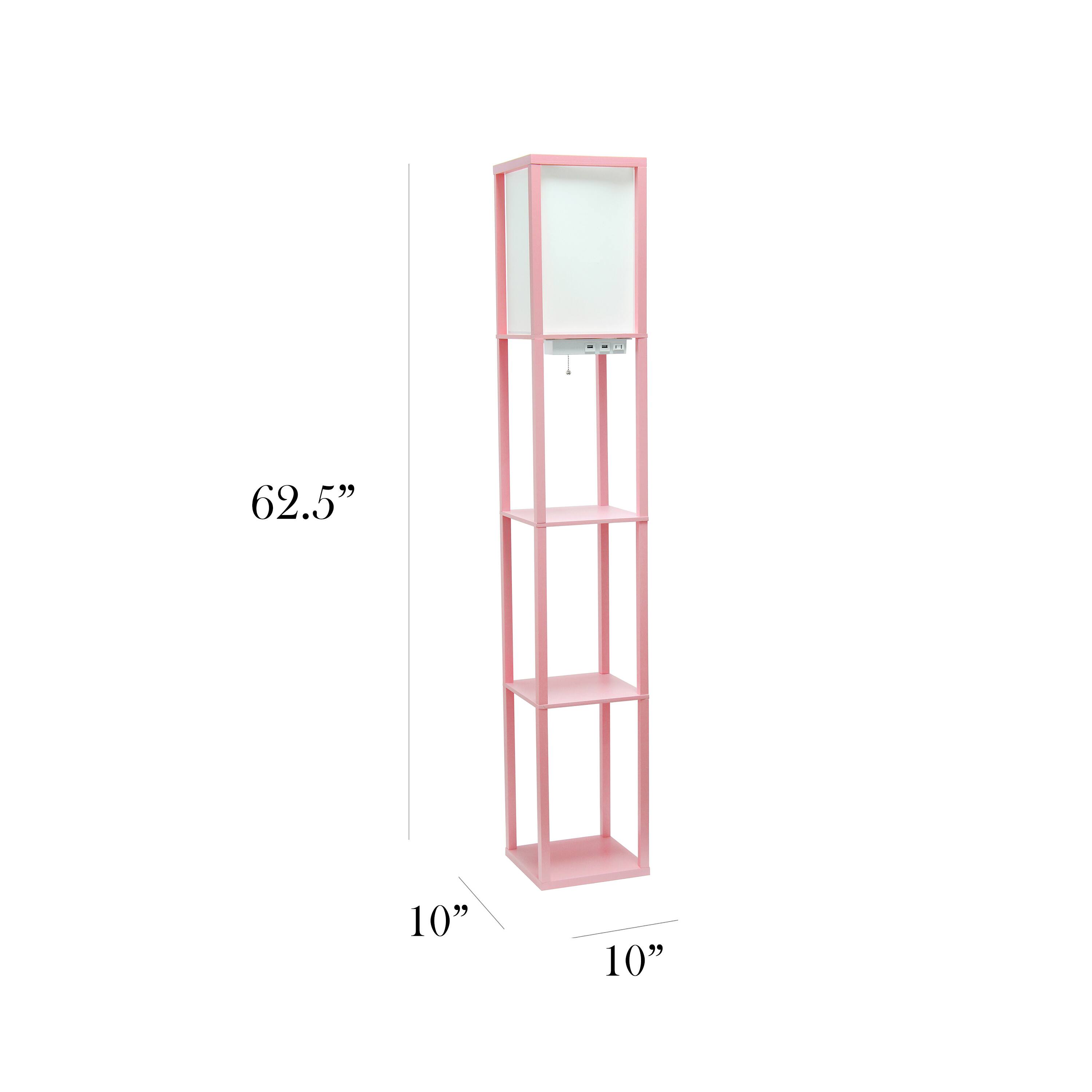 Simple Designs Floor Lamp with 2 USB Charging Ports/1 Outlet