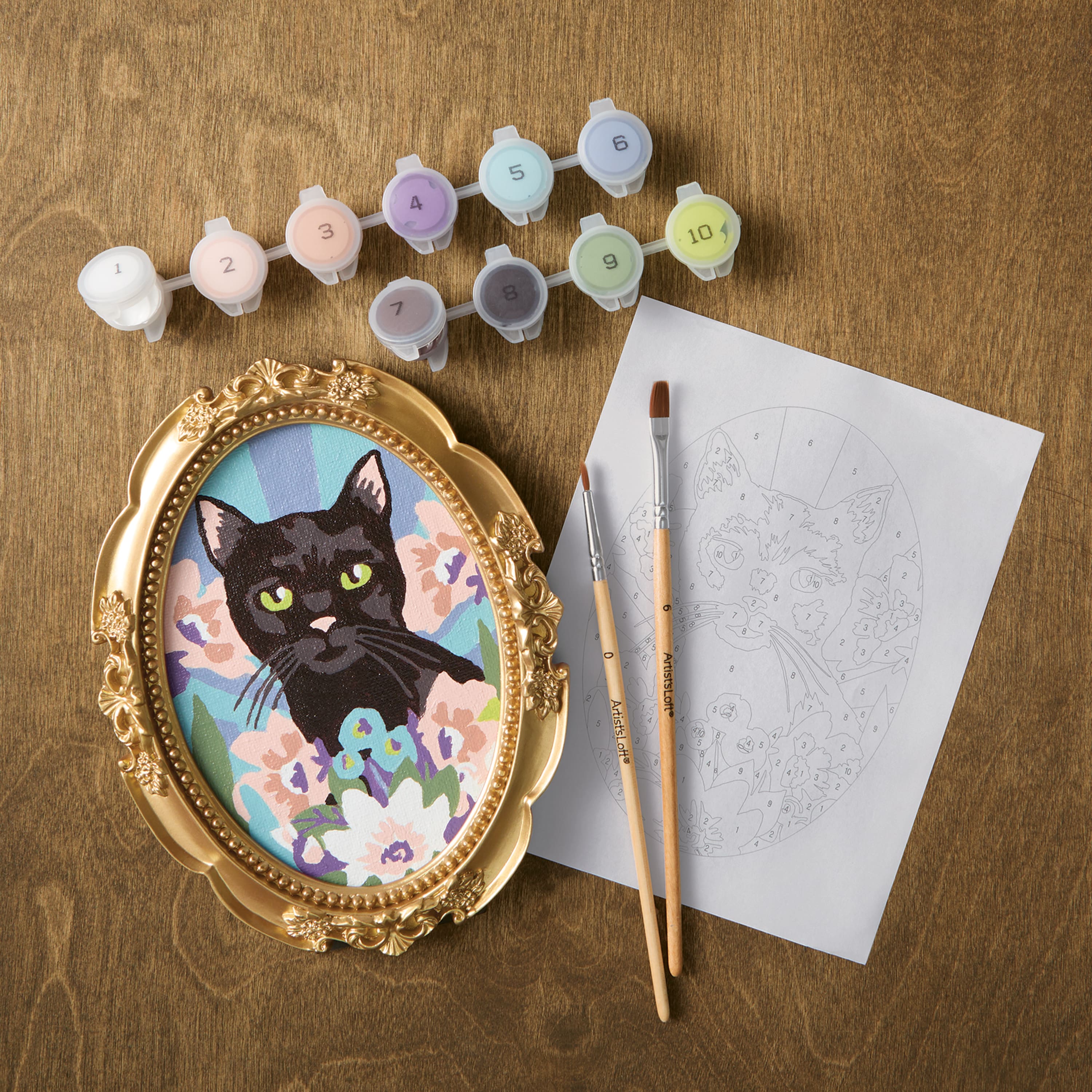 Cat with Florals Paint-by-Number Framed Mini Kit by Artist&#x27;s Loft&#xAE;