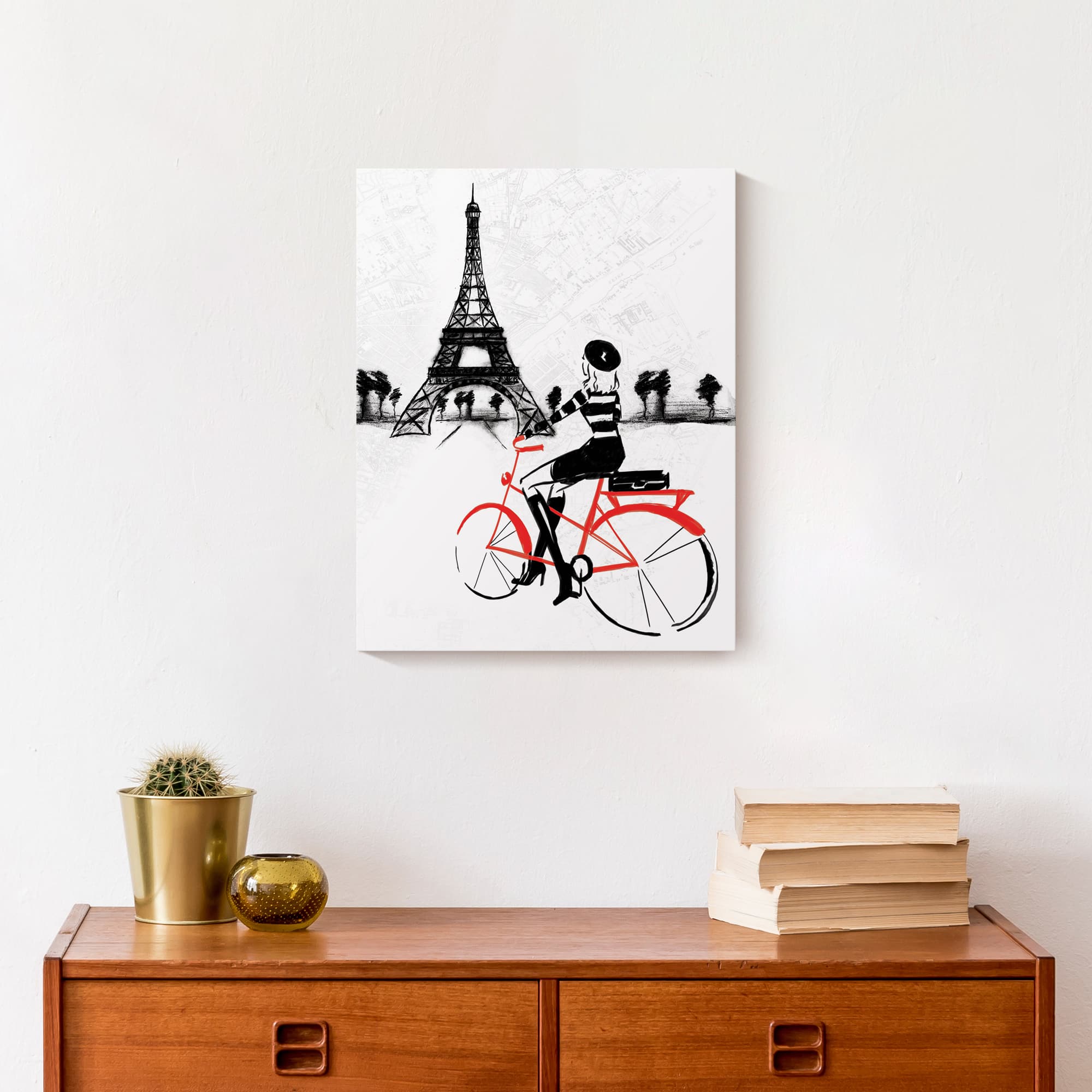 Parisian Red Bike Canvas Wall Art