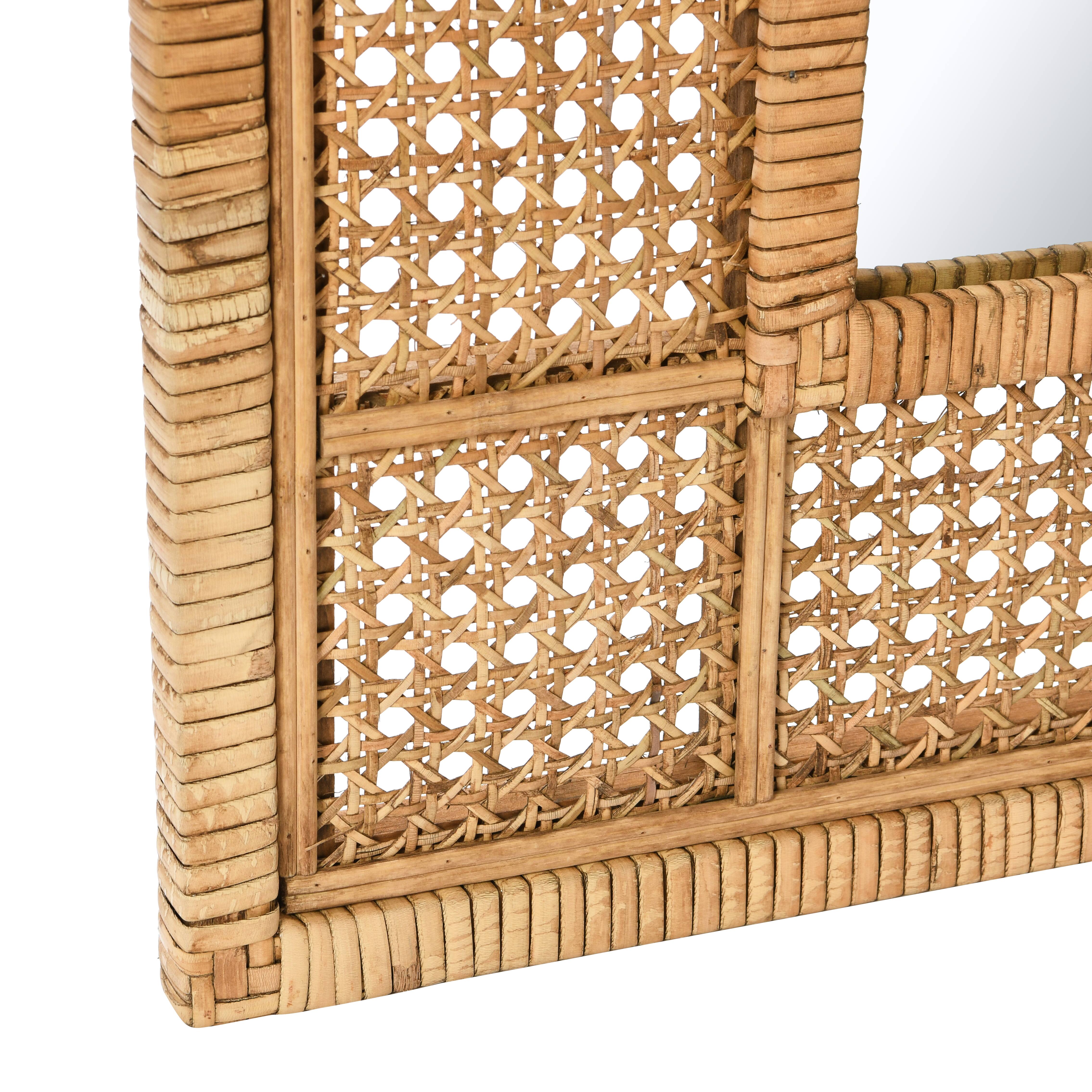 Natural Square Rattan Framed Wall Mirror