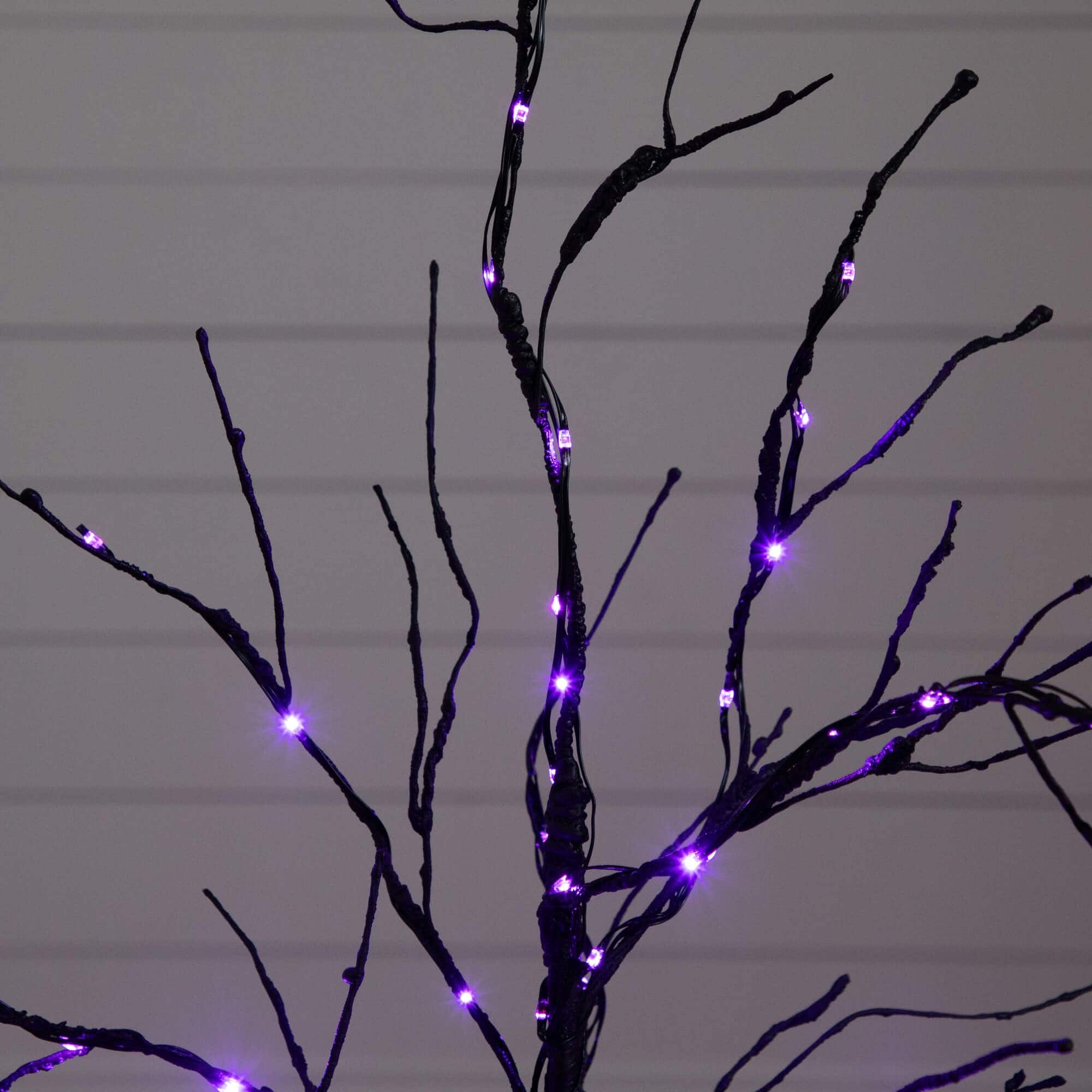 3ft. Pre-Lit Halloween Black Twig Artificial Tree with 80 Orange & Purple LED Lights