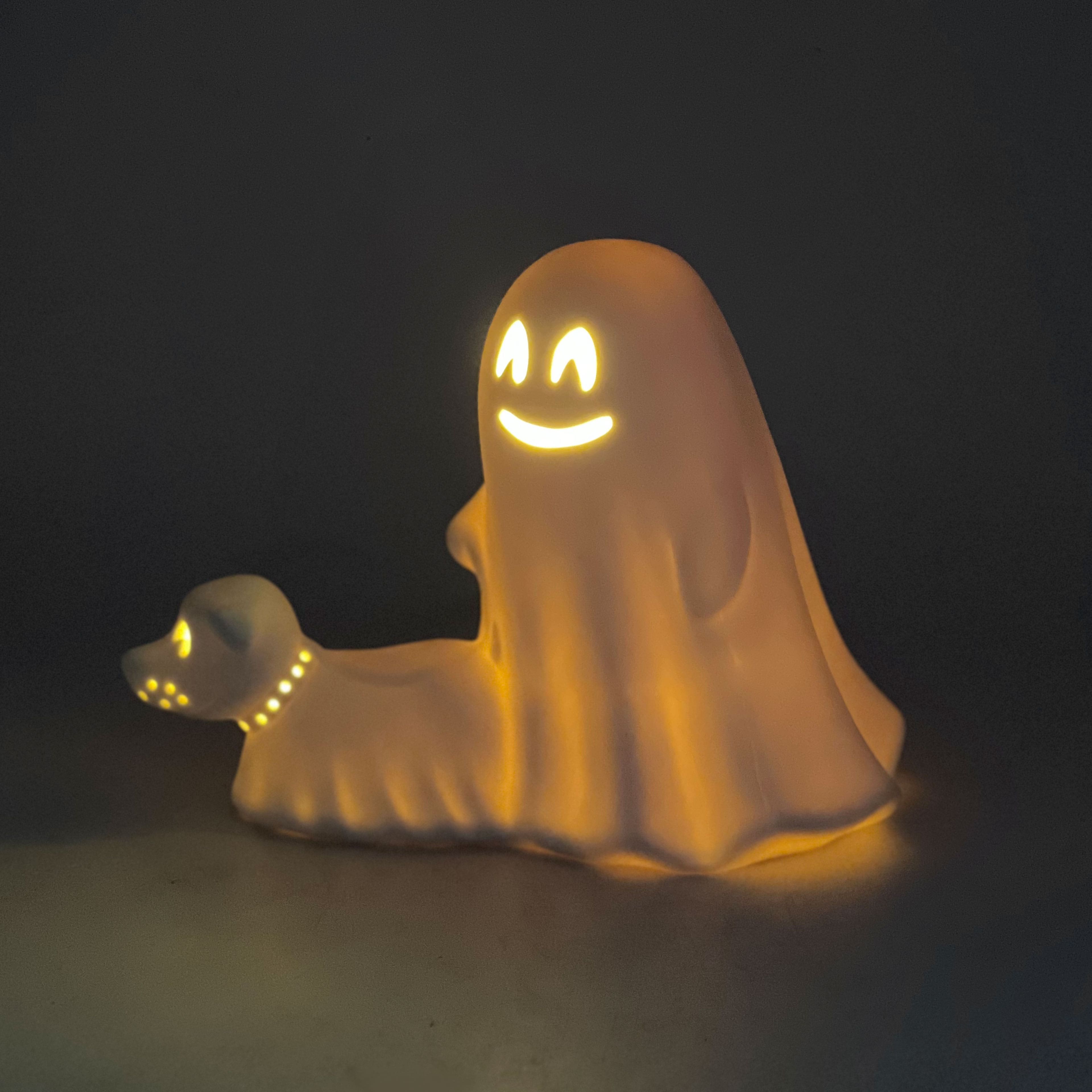 8&#x22; DIY Ceramic LED Ghost Walking Dog D&#xE9;cor by Make Market&#xAE;