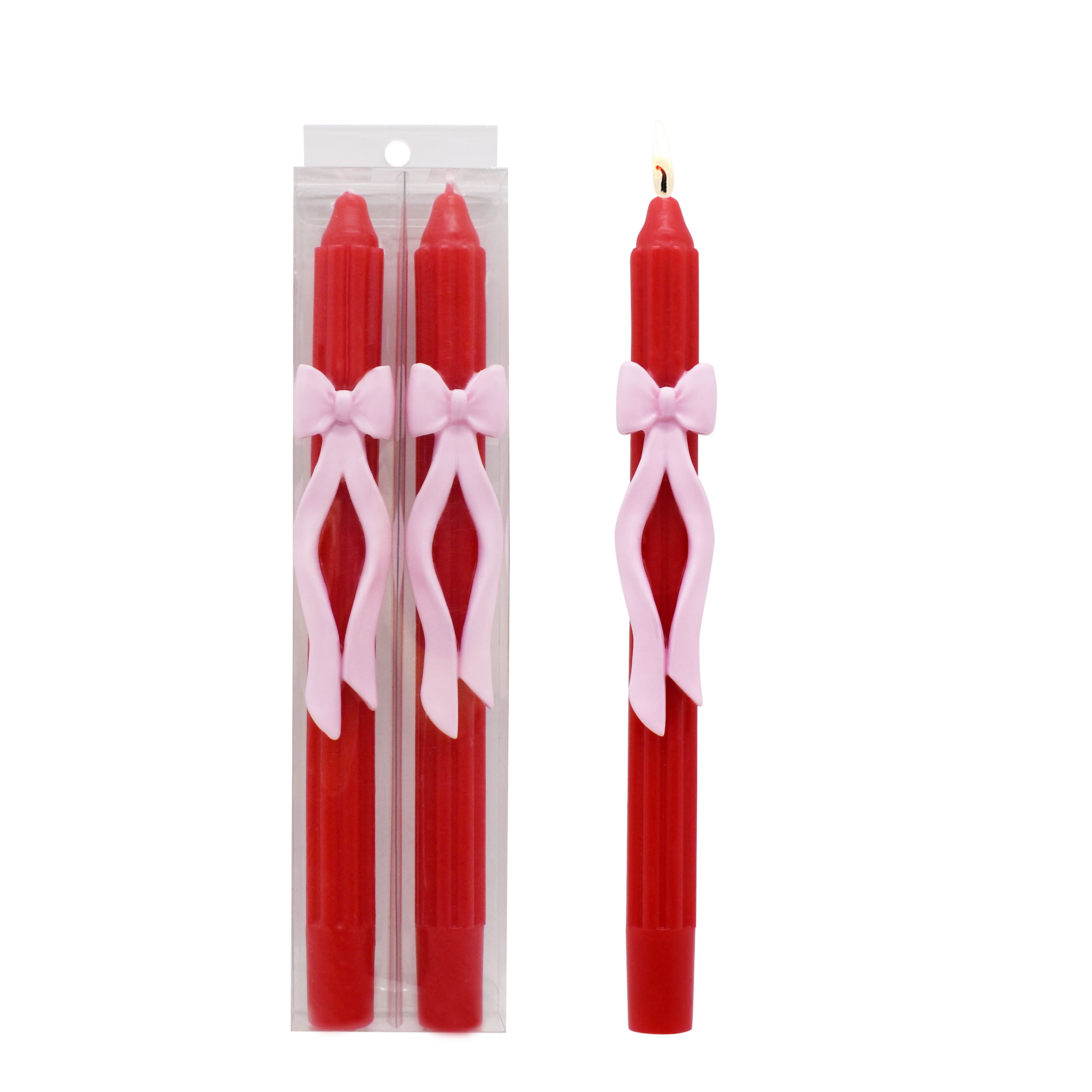 11.25&#x22; Red with White Bow Unscented Taper Candles, 2ct. by Ashland&#xAE;