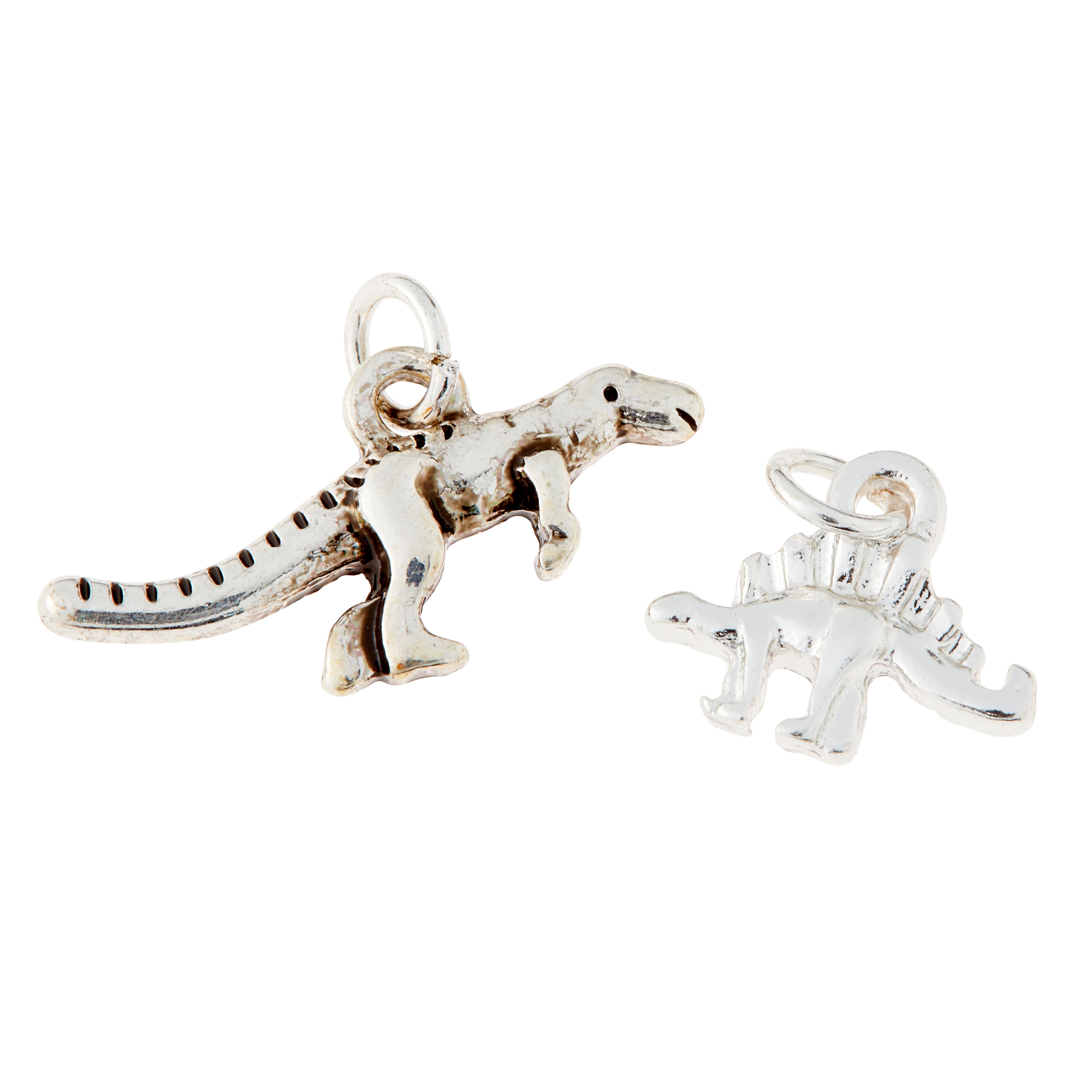 Charmalong&#x2122; Silver Plated Dinosaur Charms by Bead Landing&#x2122;