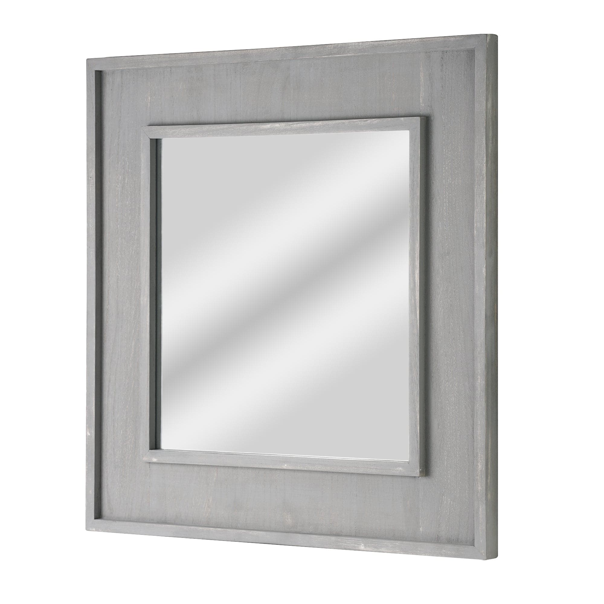American Art Decor Sea Spray Grey Wash Framed Mirror - 24&#x22;x 24&#x22;