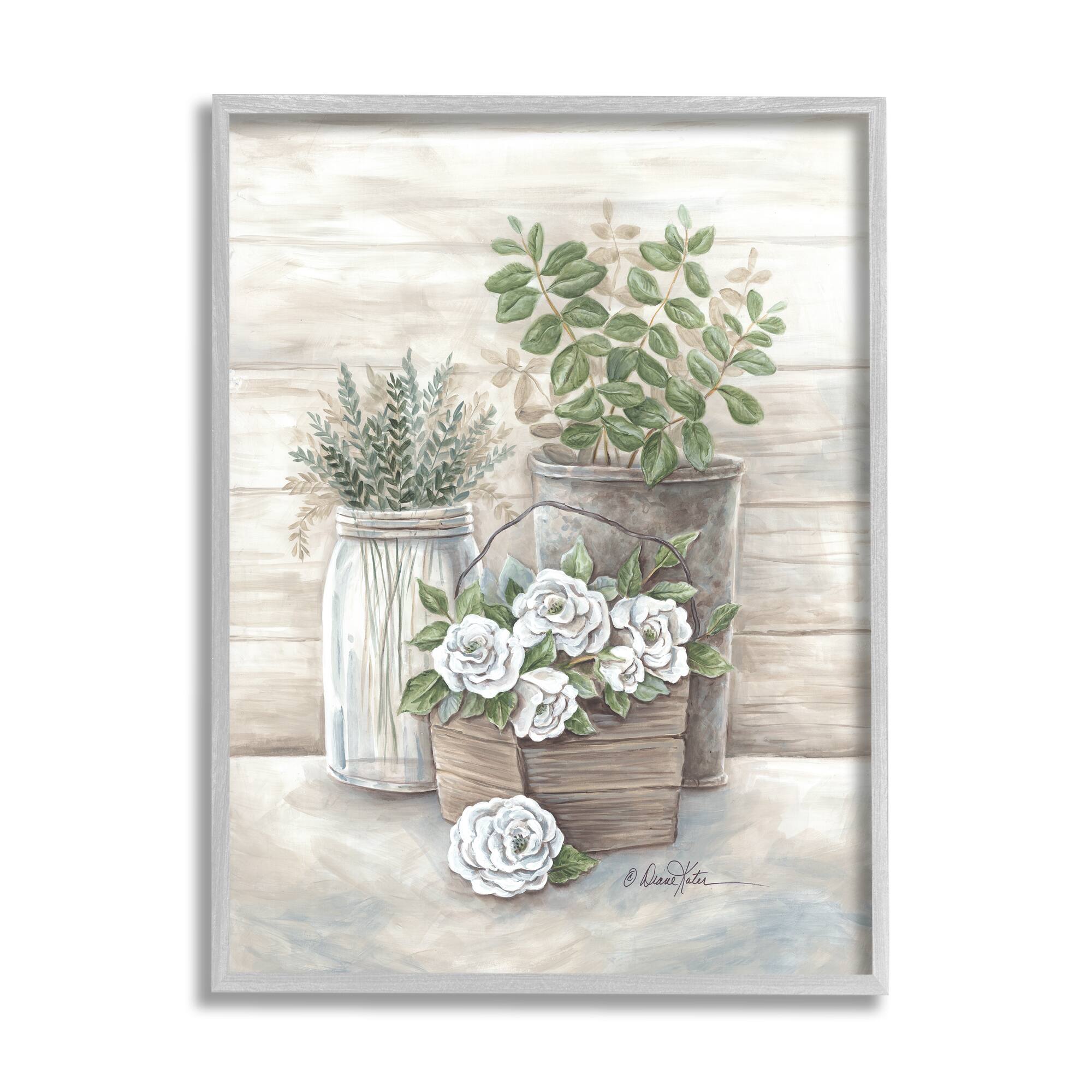 Stupell Industries Country Succulents Botanicals Rustic Jar Framed Giclee Art