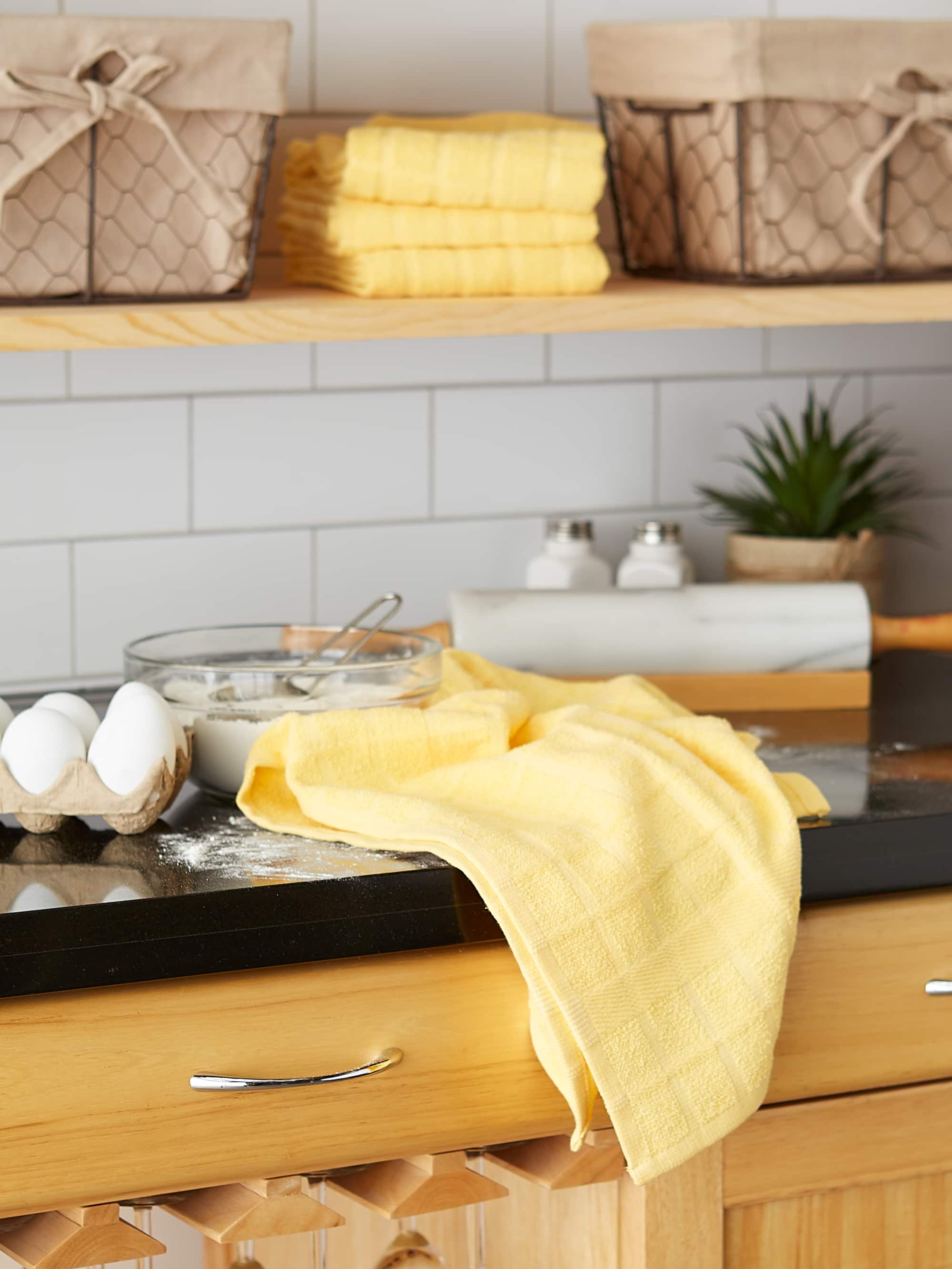 DII® Solid Windowpane Terry Dishtowels, 4ct.