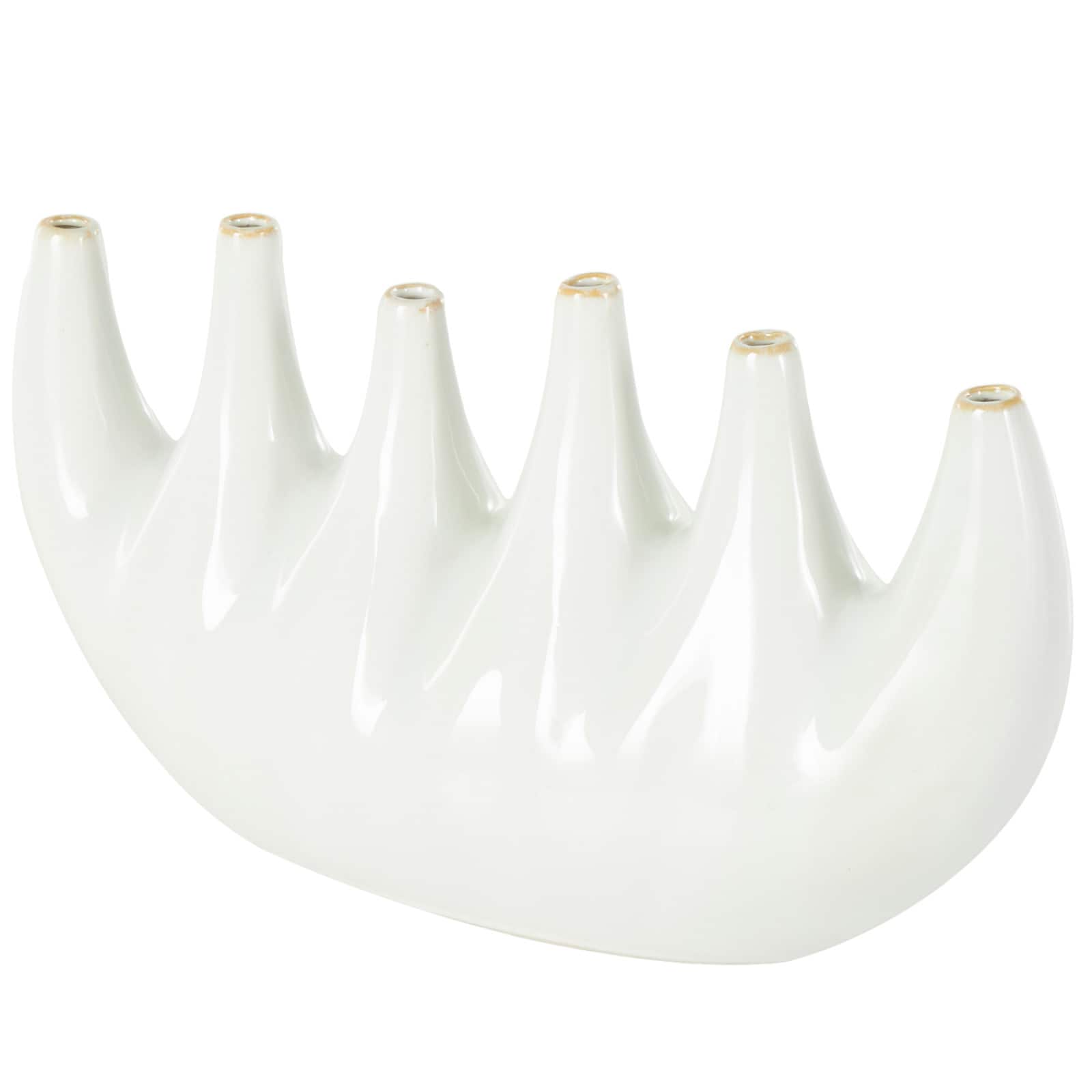 17.75" White Contemporary 6-Opening Ceramic Vase