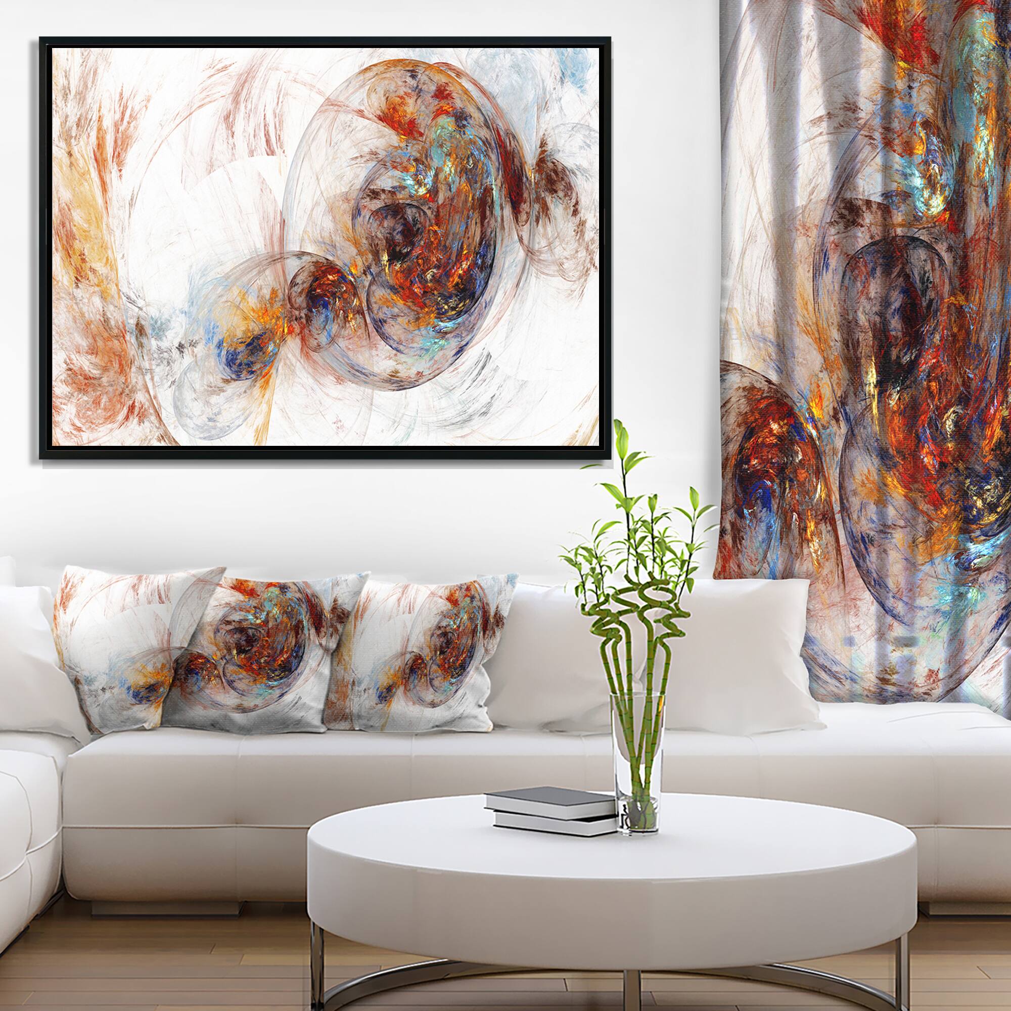 Designart - Colored Smoke Brown - Abstract Framed Canvas art print