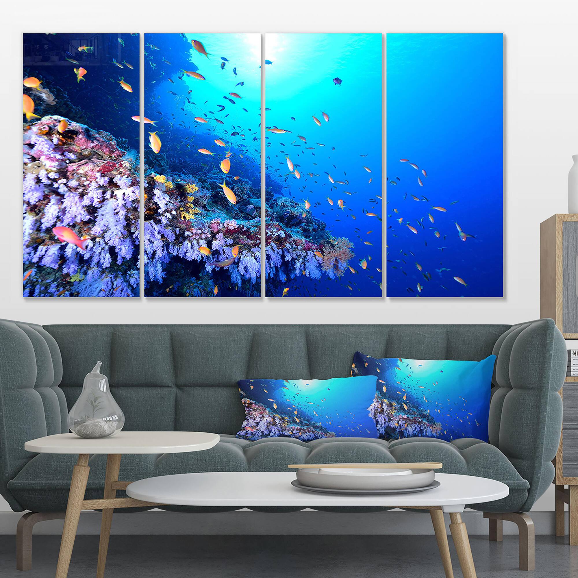 Designart - Coral Reef With Different fish Swimming