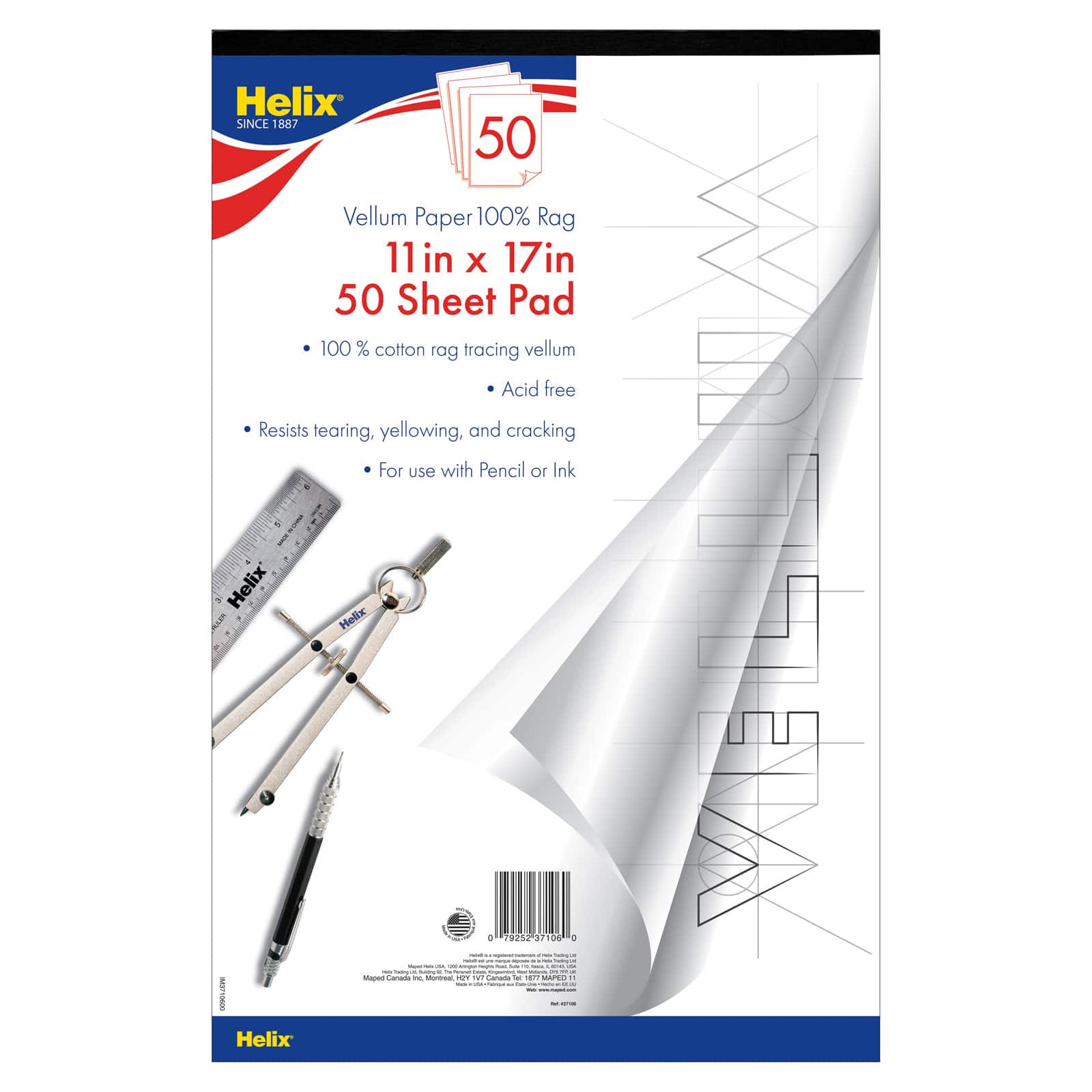 Helix® Vellum Paper Pad, 11" x 17"