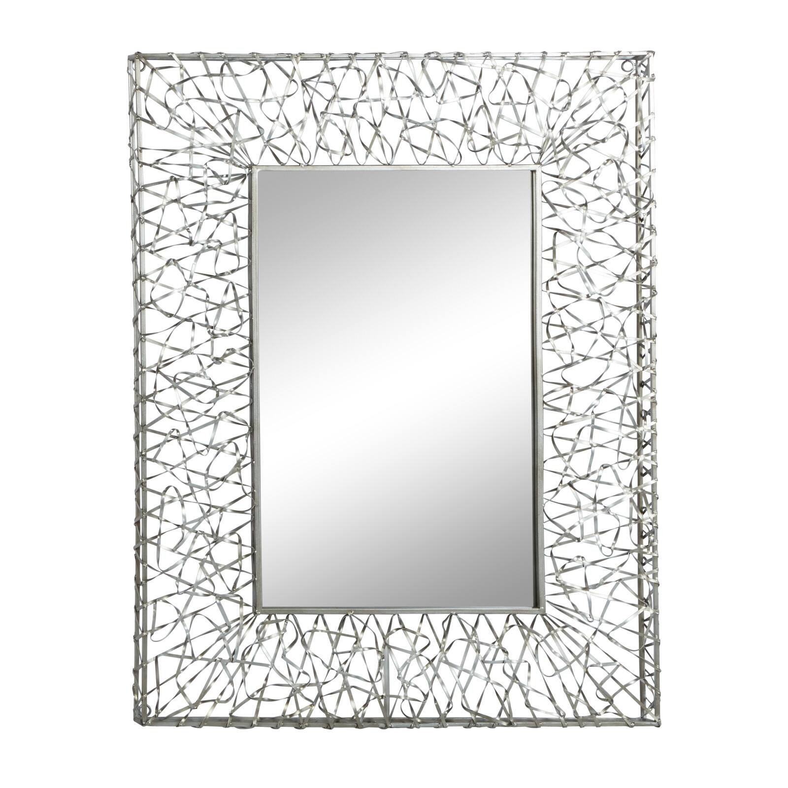 43&#x22; Silver Industrial Metal Wall Mirror